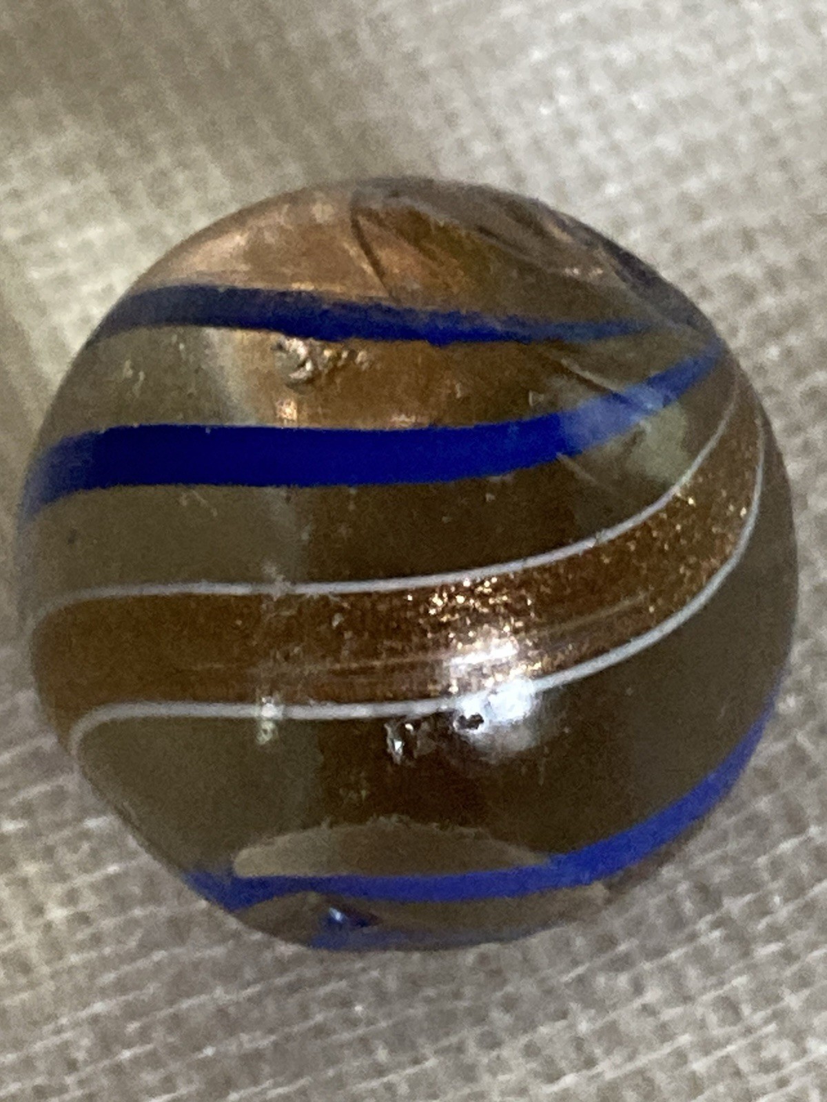 Vtg. Handmade German Banded Lutz Marble 7/8” c.1850-1920