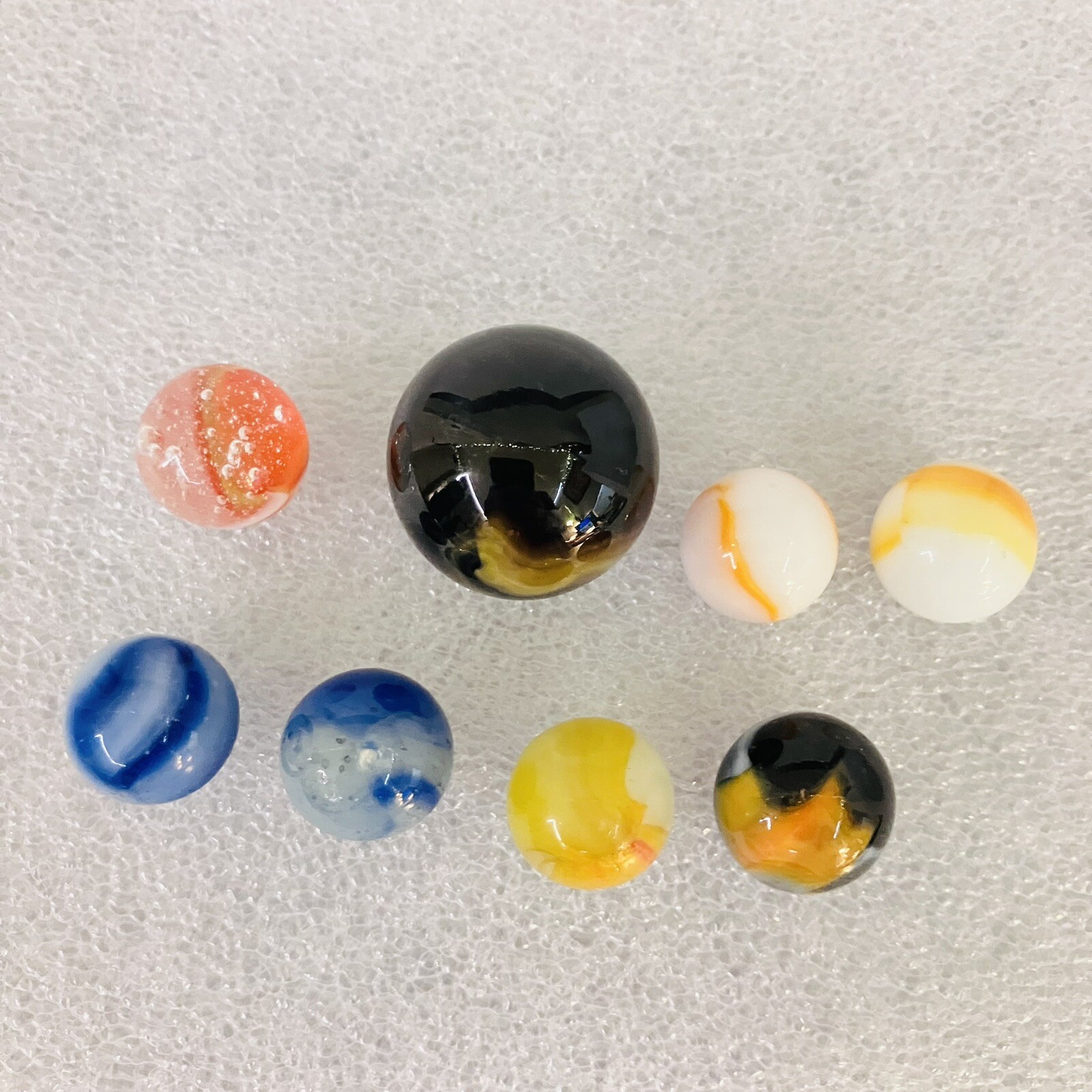Peltier Marble Lot – Nova Shooter, Sunset Rainbo, Acme Realer, Zebra, Rainbos