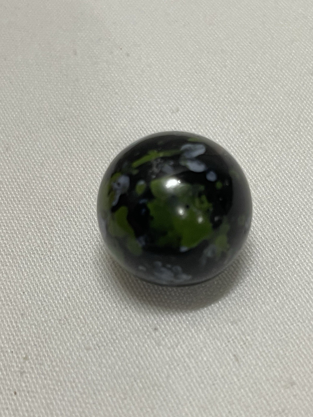 Vintage 0.95” Vacor Planet Glass Marble Shooter Green Black White Speckled