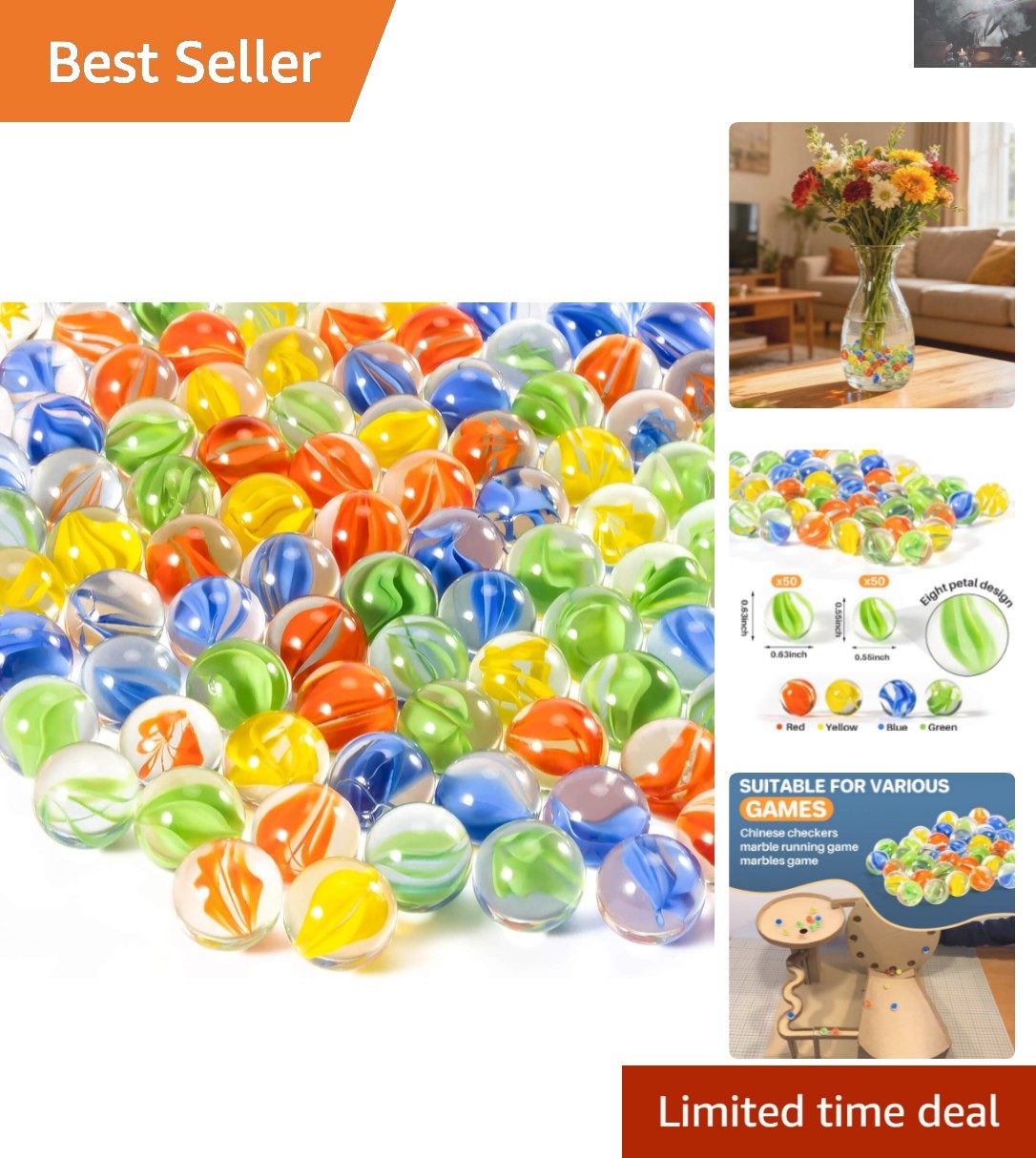 Nostalgic 98Pcs Cat Eye Glass Marbles – Perfect for Crafting & Collecting