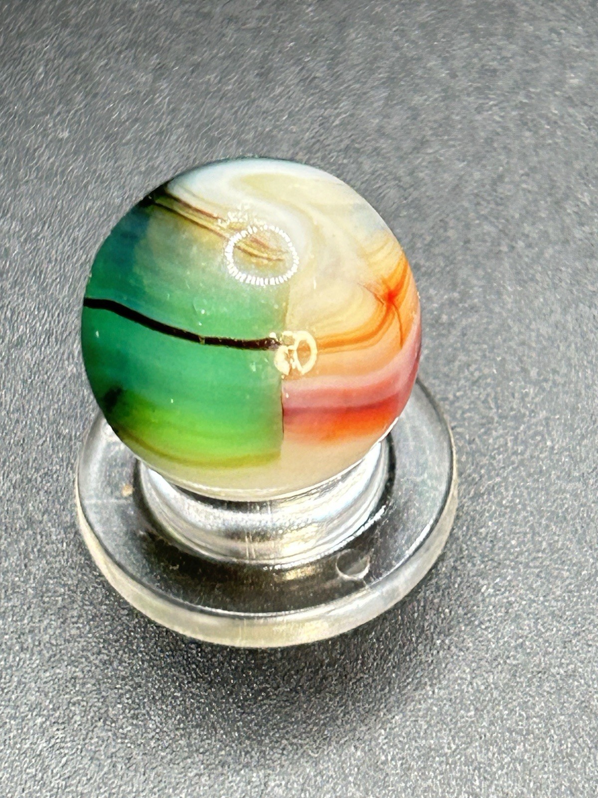 Vintage Vitro Agate Blended Trilite Helmet Marble w/ Oxblood 0.629”
