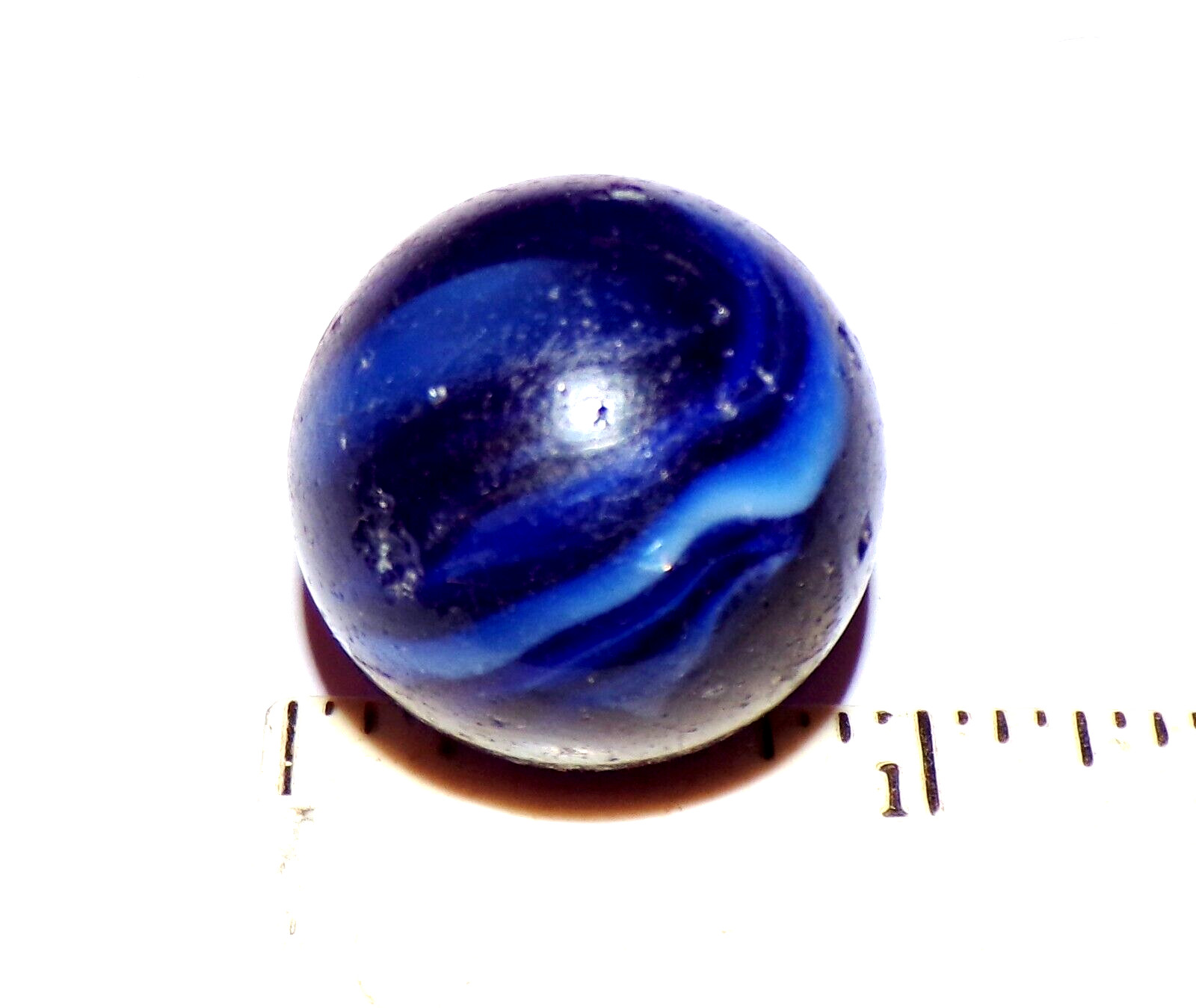 Vintage Translucent Blue Swirl or Slag Marble – .90″ – Unknown Maker