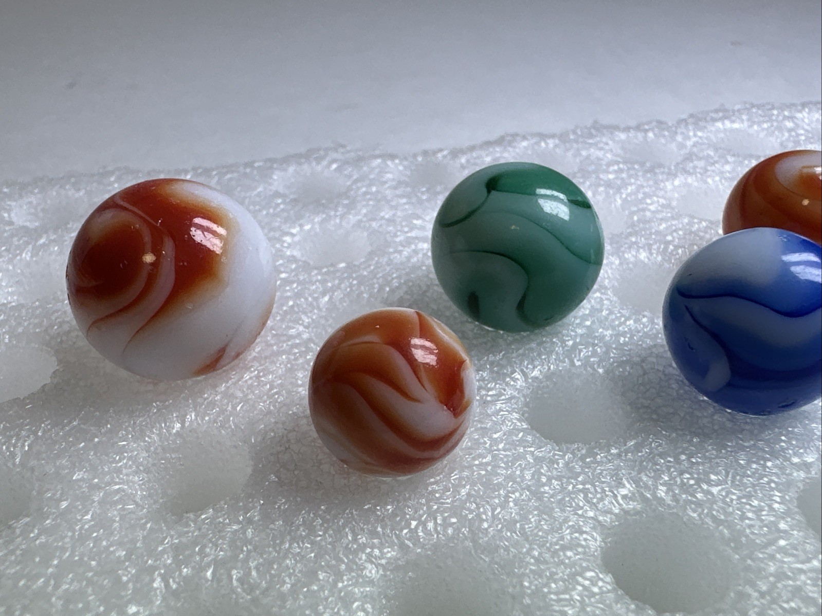 350 Lot Of 6 Vintage Alley Agate Swirl Marbles! .535-.735”