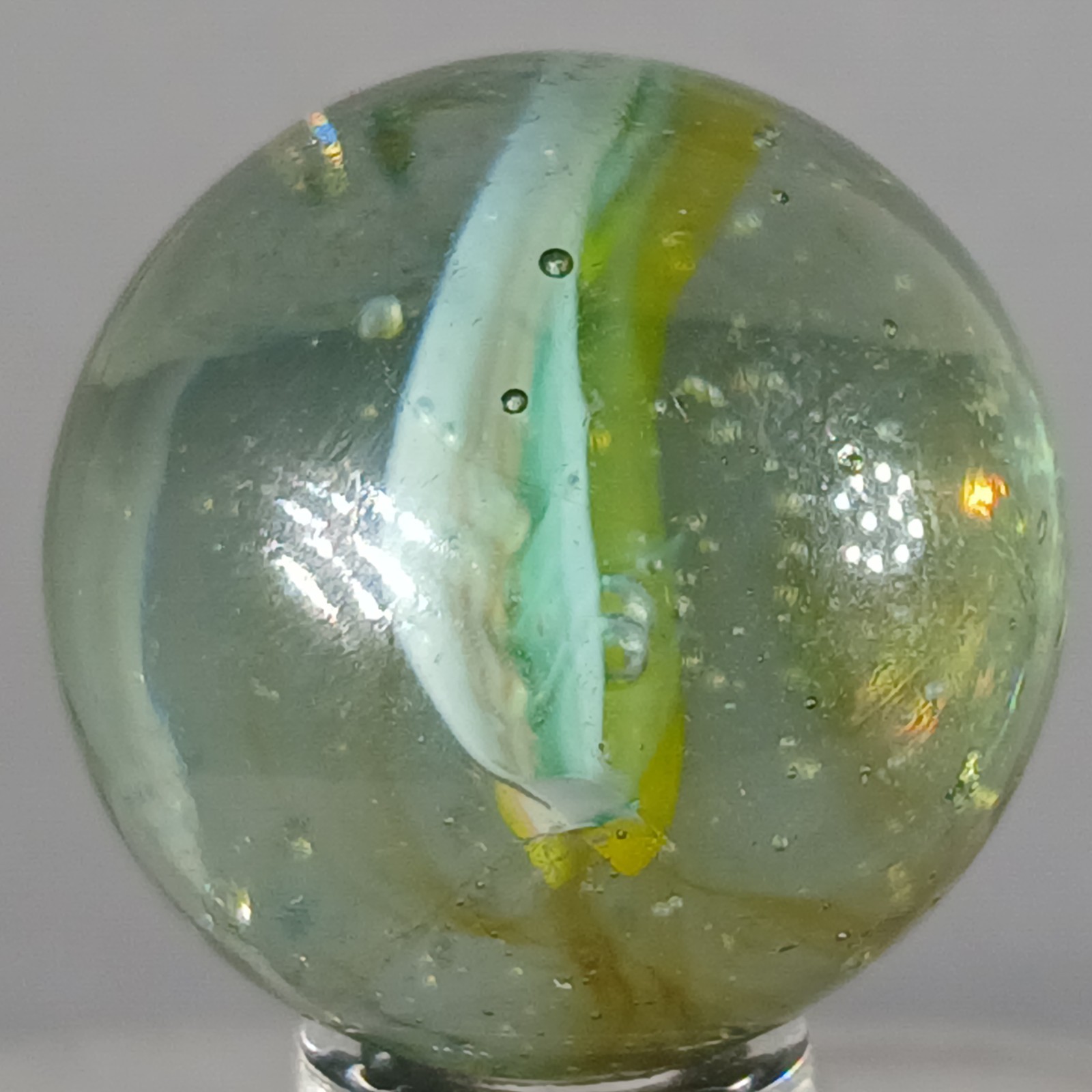 Large Vintage Tri-Color Hybrid Cat’s Eye Marble .99 Inches Near-Mint Condition