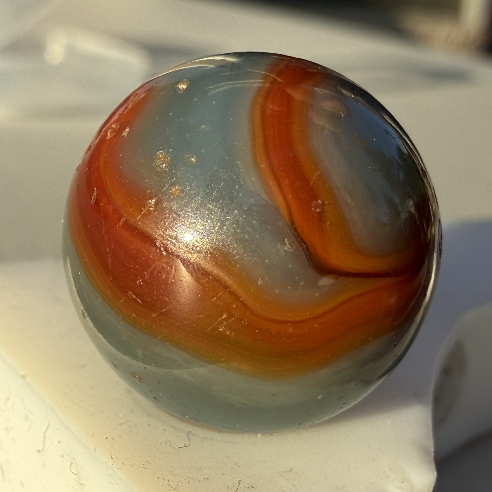 Vintage Alley Agate St Mary’s Ghost Marbles 5/8” NM-