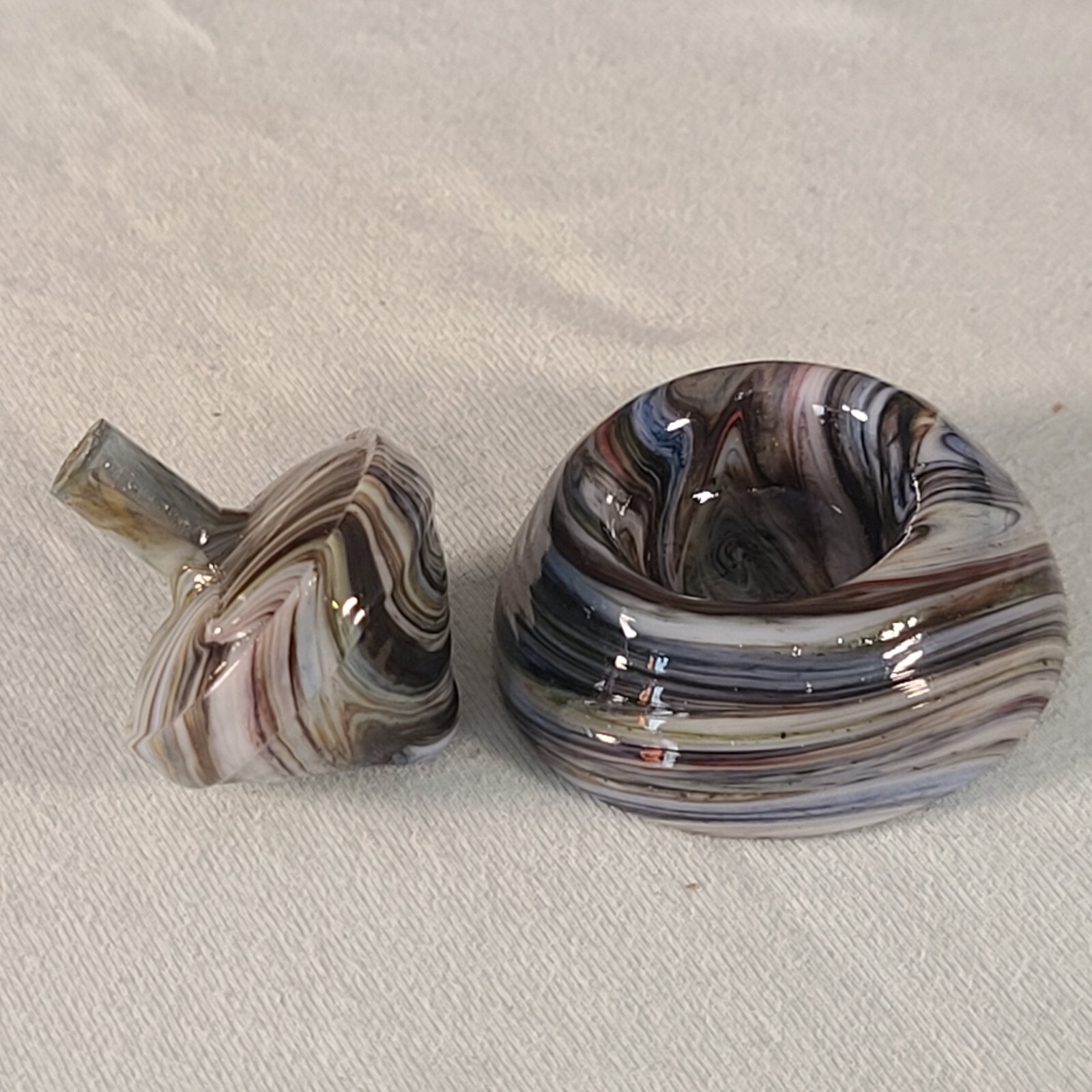 ANDY DAVIS, Glass Art Spinning Top & Base, Jabo Joker Run (?), #360F