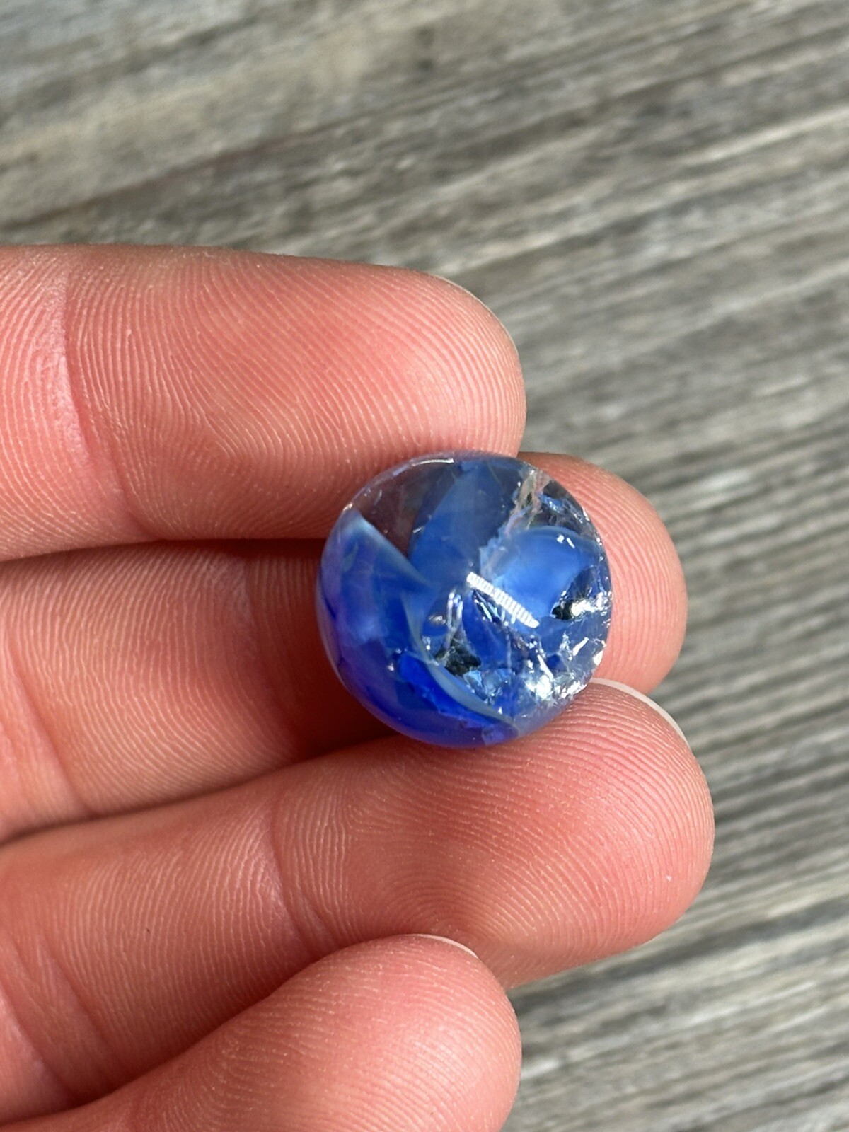 Vintage Akro Agate Peltier Christensen Glass Swirl Marble 0.6” Blue White