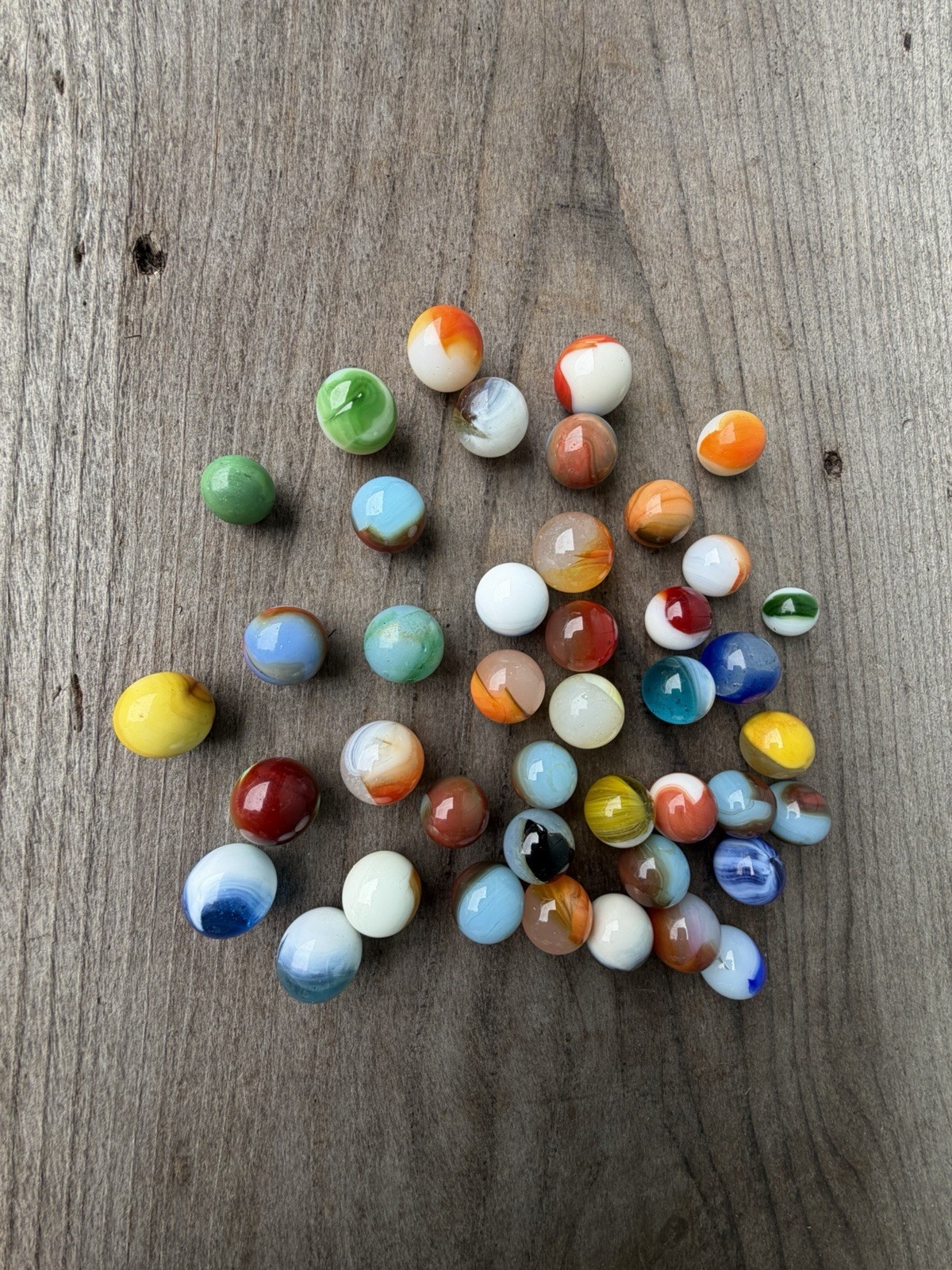 Vintage Vitro Agate Marbles 42 Marbles Mixed Lot Pee Wee To Player Size. Lott#1