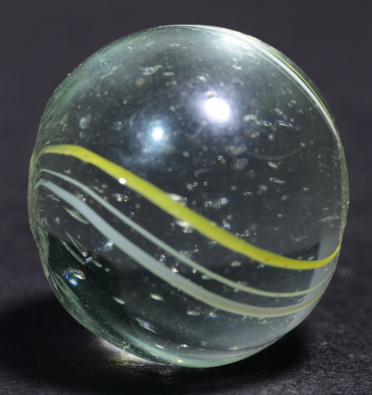 Coreless Swirl German Handmade Antique Marble White & Lemon 15.7mm 19/32”