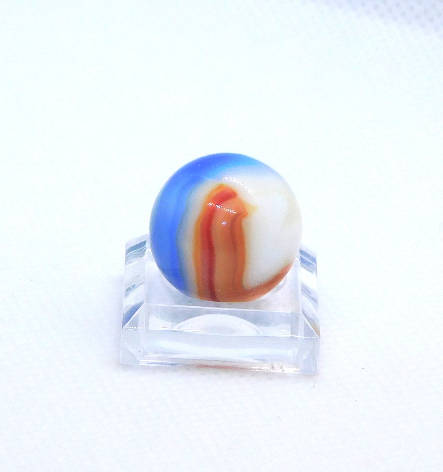 Vintage Glass Marble Patch Swirl Blue Red White Vitro Agate ‘V’ 0.69″ #0-118