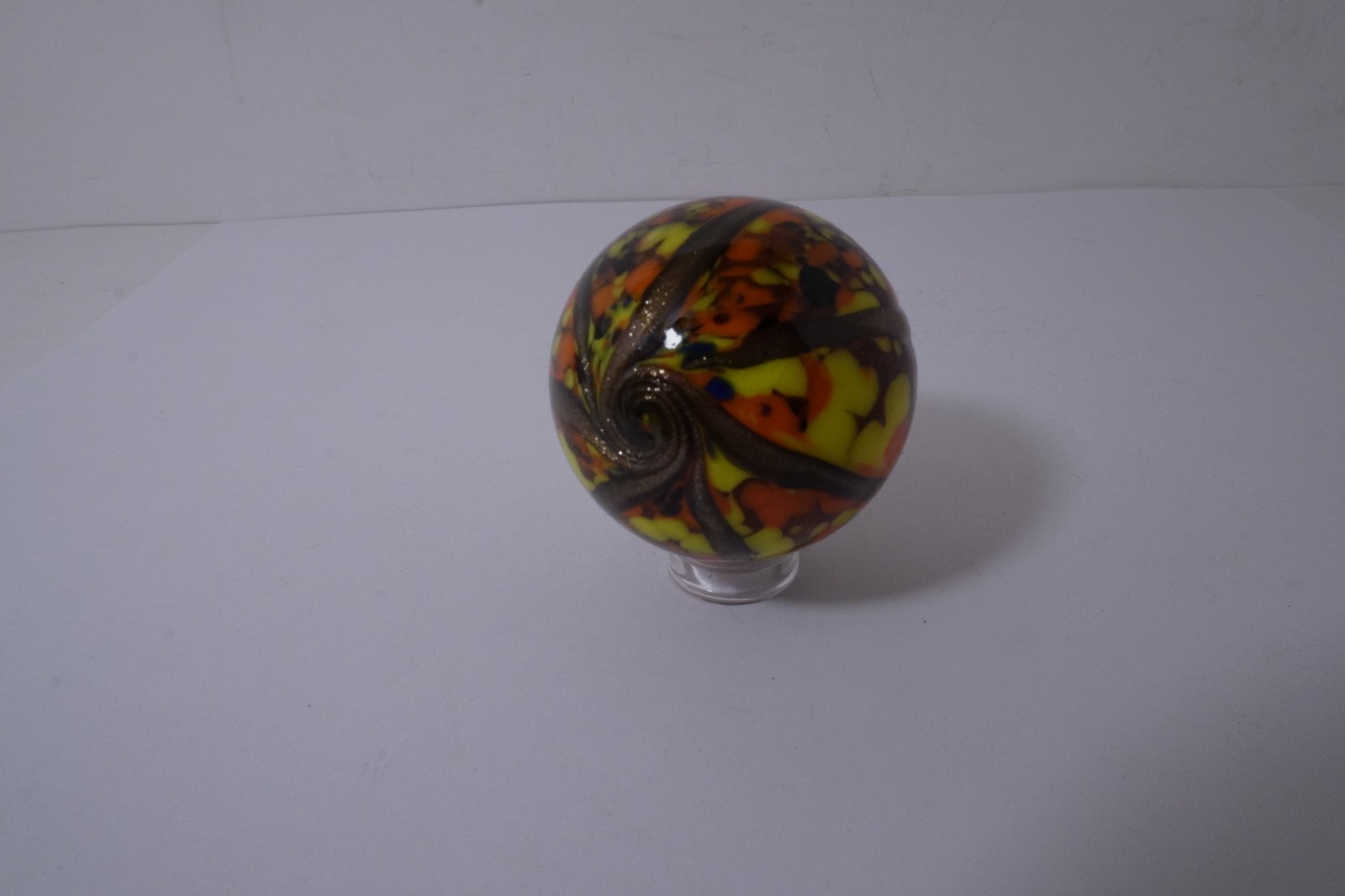 A Lovely New Rainbow Colored Handmade Guinea Glass Marble 40 MM = 1-5/8″ Dia.
