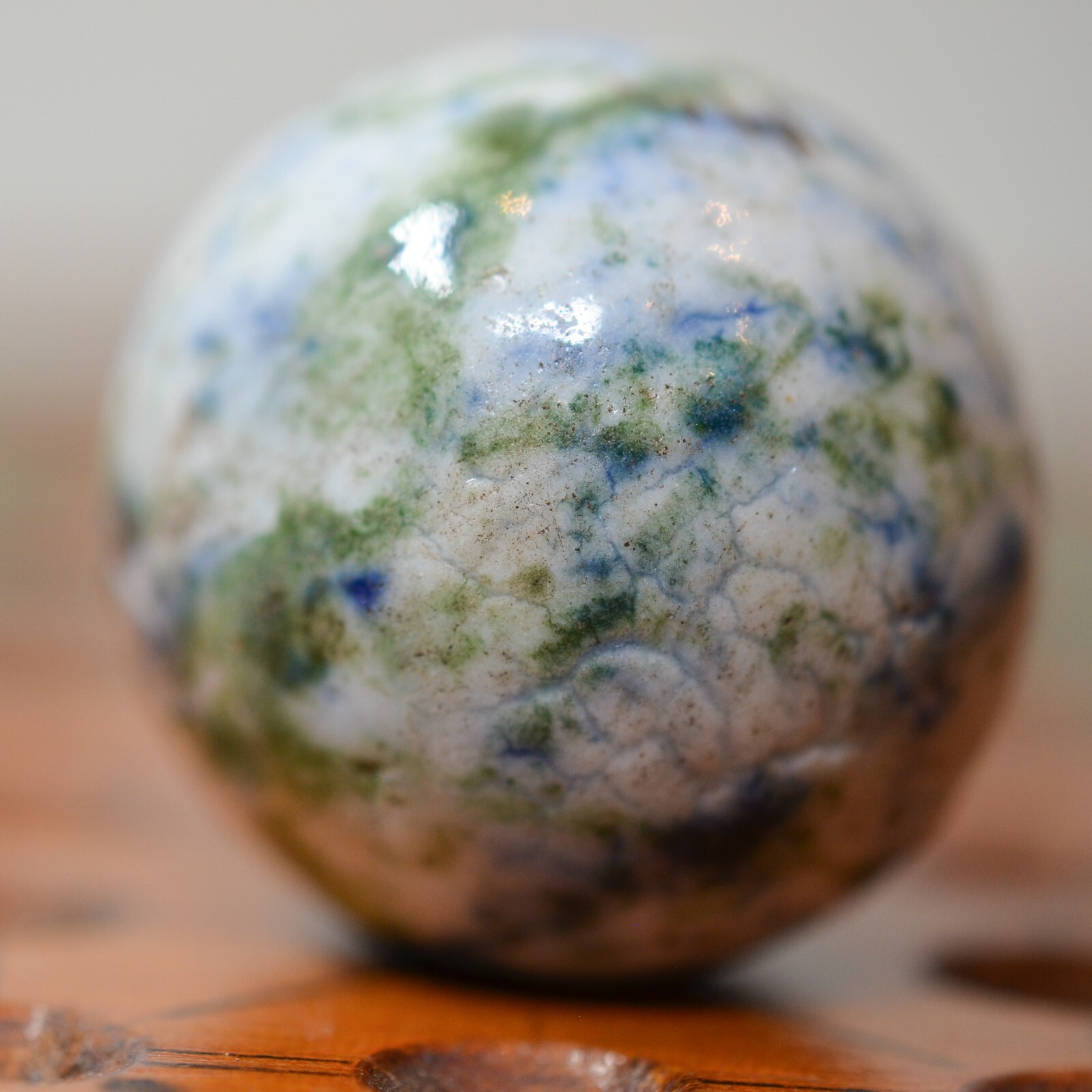Large Crockery Marble, Handmade 1.12 inches, Mint, 1860-1920, Germany, S1492