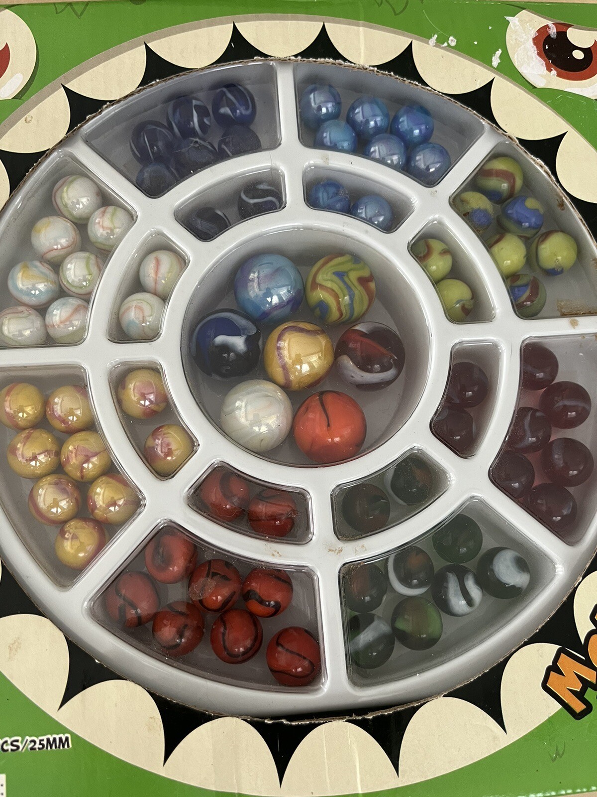 Vintage Marbles Mega fun USA Monster Collection 80 Pc Box Preowned No Pouch DL7