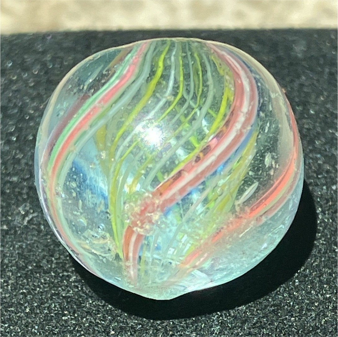 Vintage Antique European Handmade Blown glass divided core swirl