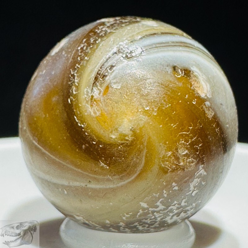 Handmade Caramel Swirl Marble, 3/4 in, Germany, 1860-1920, Good+ Cond., S805