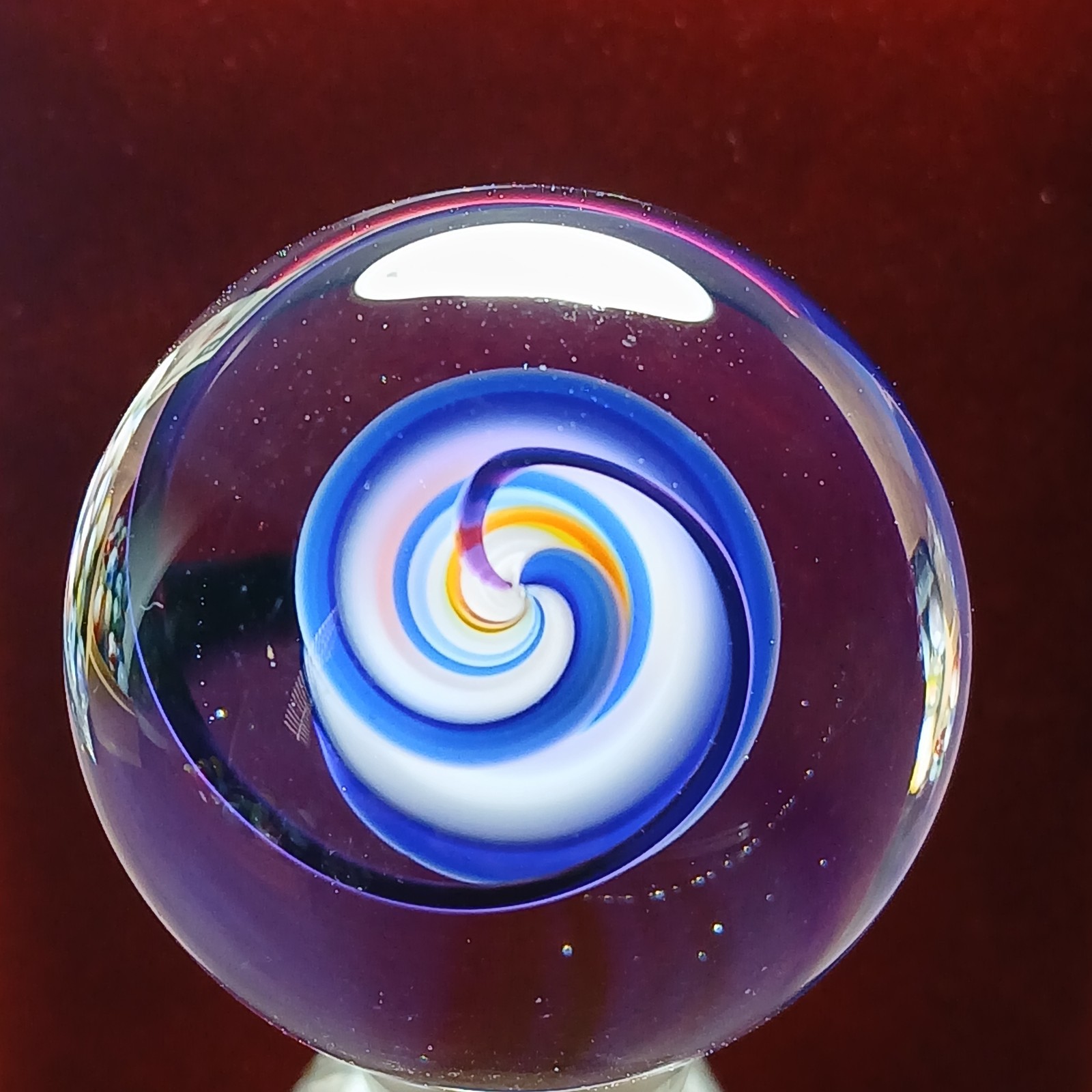 Mint *1 3/8″* Rainbow Multi Color Contemporary Swirl Marble! Fantastic. C Pics