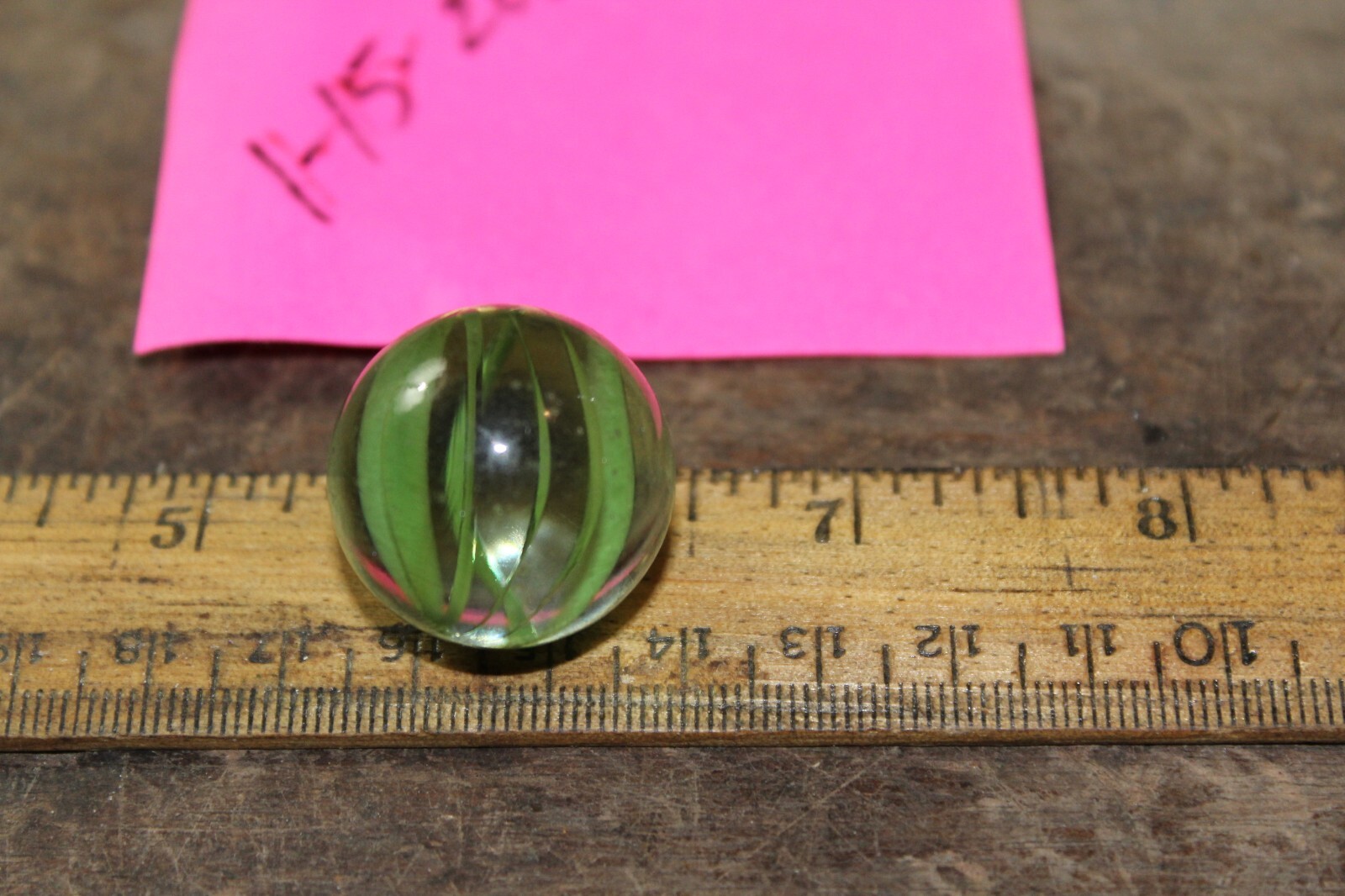 Vintage Machine Made 1″ Shooter Marble Caged Green Strands