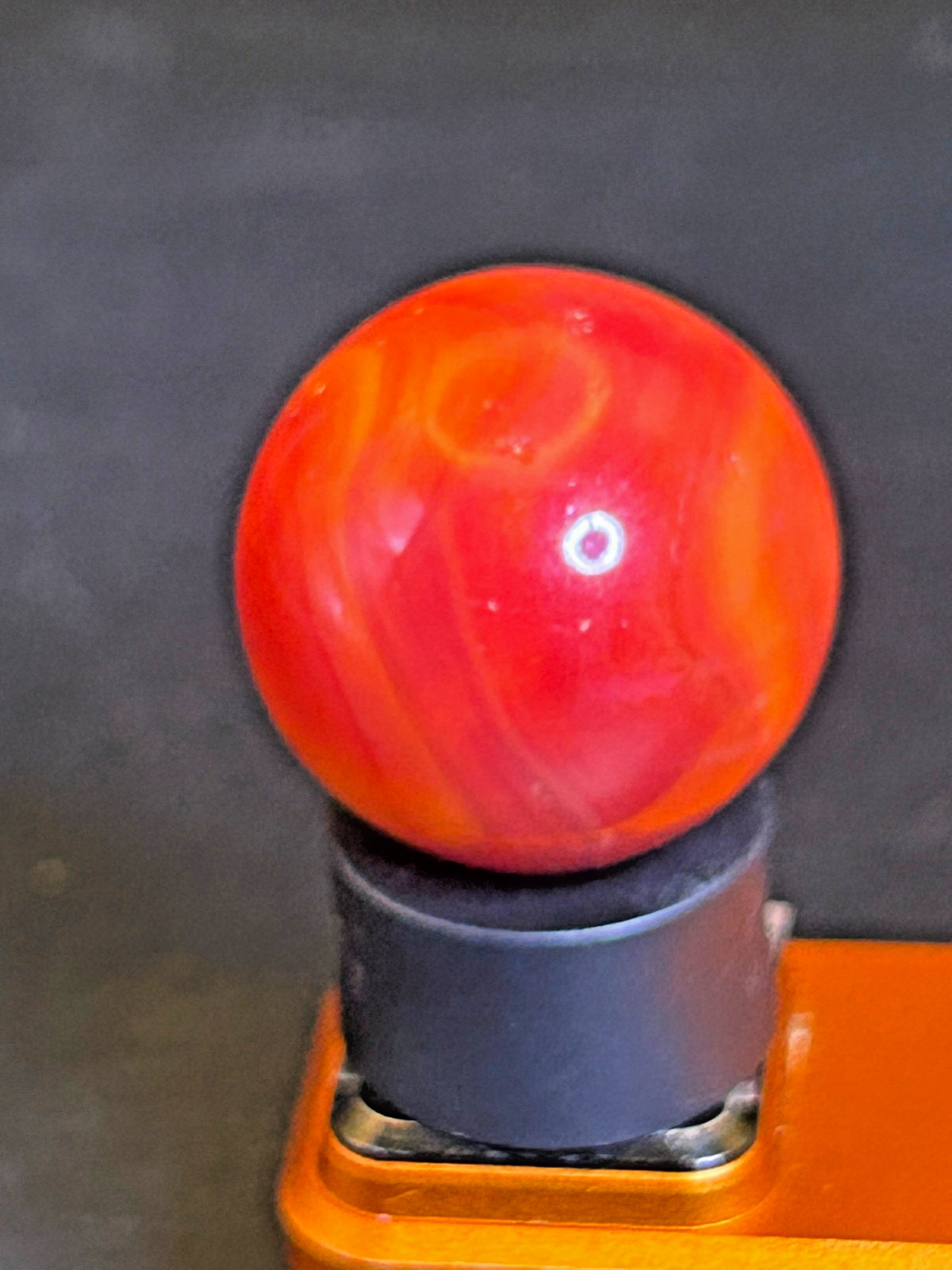 Vitro Agate Tomato Marble Persimmon Orange UV+ Swirl .89″ Near Mint+, SH22