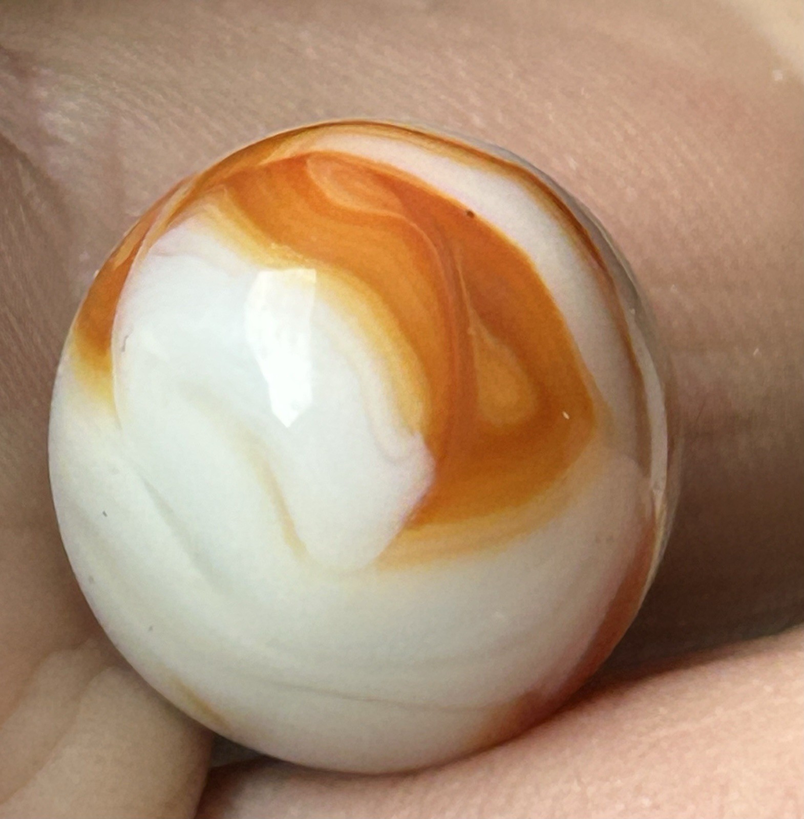Vintage Alley Agate Or Heaton 0.64” Copper Ribbon Swirl Marble NM!
