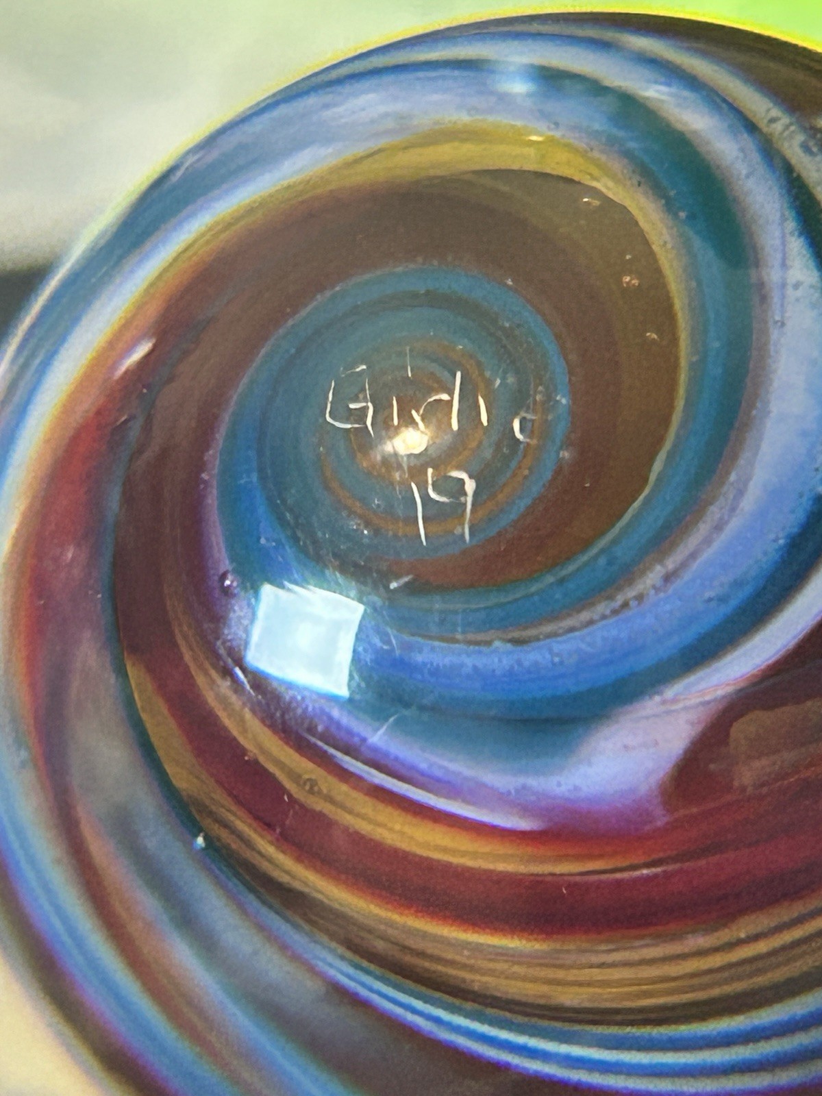 Handmade Art Glass Marble Large Contemporary Signed By Artist Girlie 19