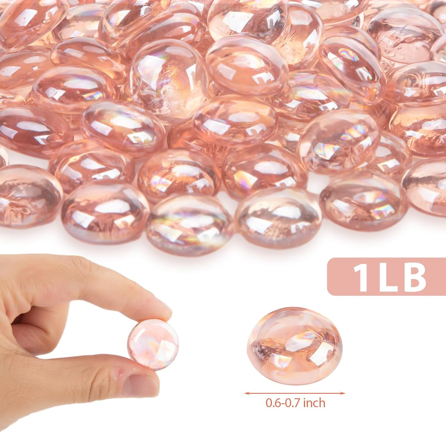 1LB Flat Glass Marbles, Champagne Decorative Marbles for Vases Aquarium Pebbles