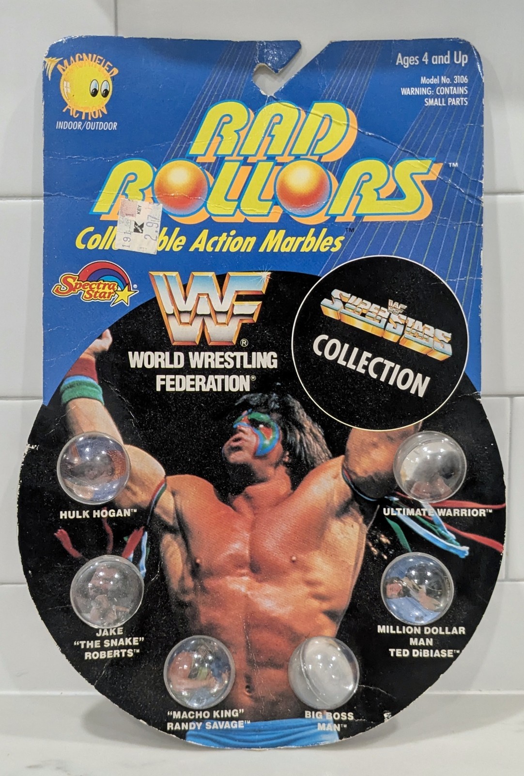 1990 WWF Rad Rollors Marbles Superstars Collection Ultimate Warrior Hulk Hogan