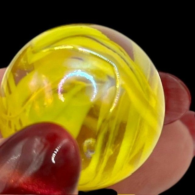 Case Knives Glass Marble Advertising Shooter Yellow Red Logo *read