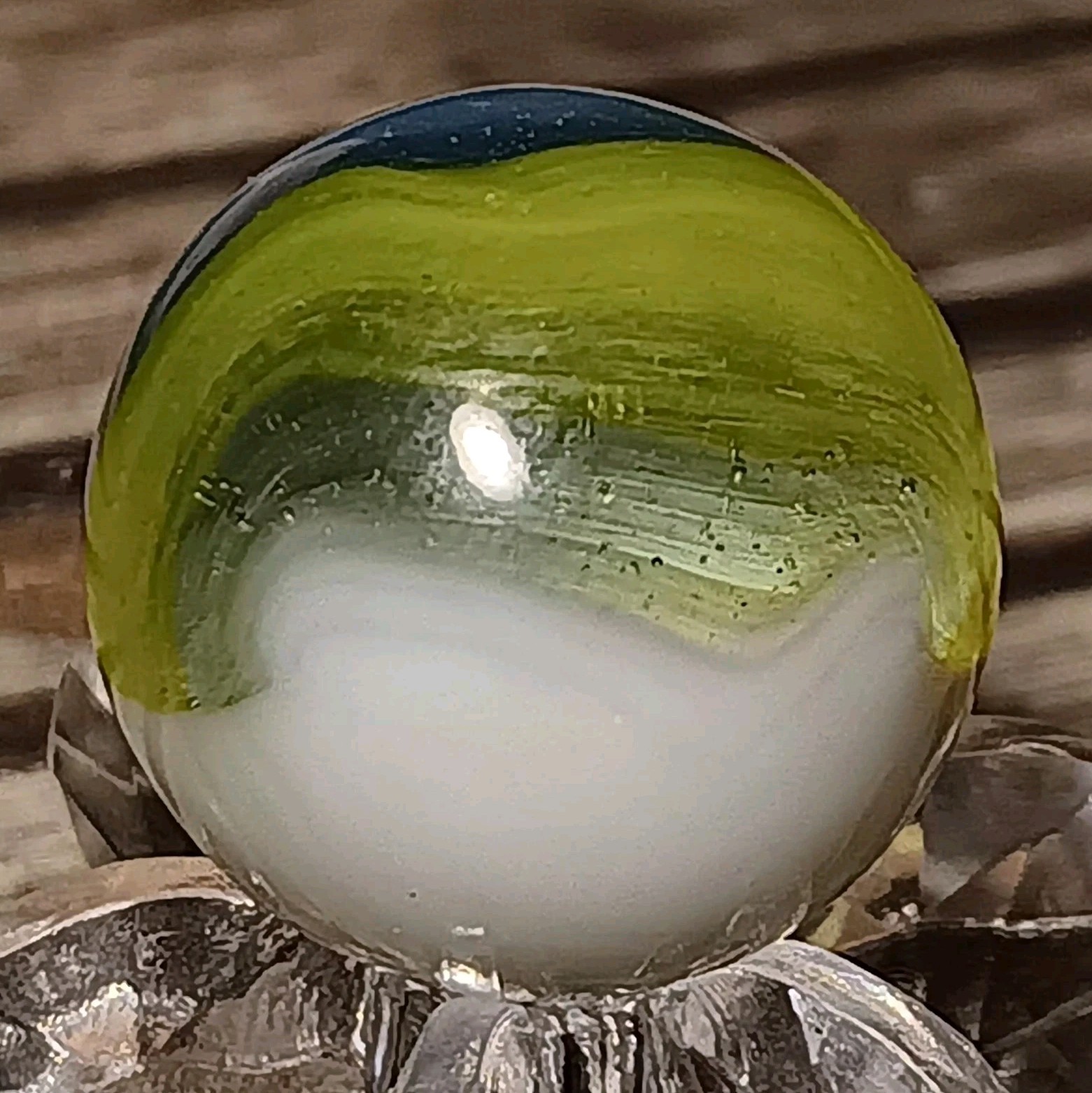 Vitro Agate Transparent Brushed Patch Marble. 5/8″ Mint. Uv Active.