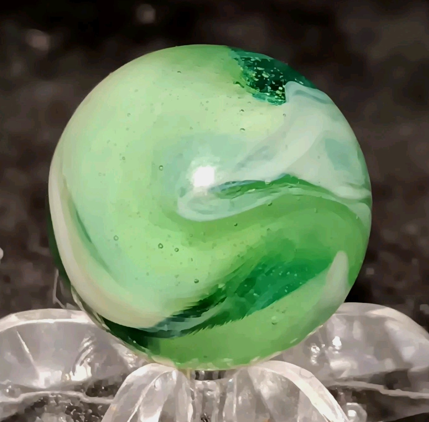 Vintage Marble Cairo Novelty Transparent Swirl Marble. Uv. 61″ Mint. HTF Example