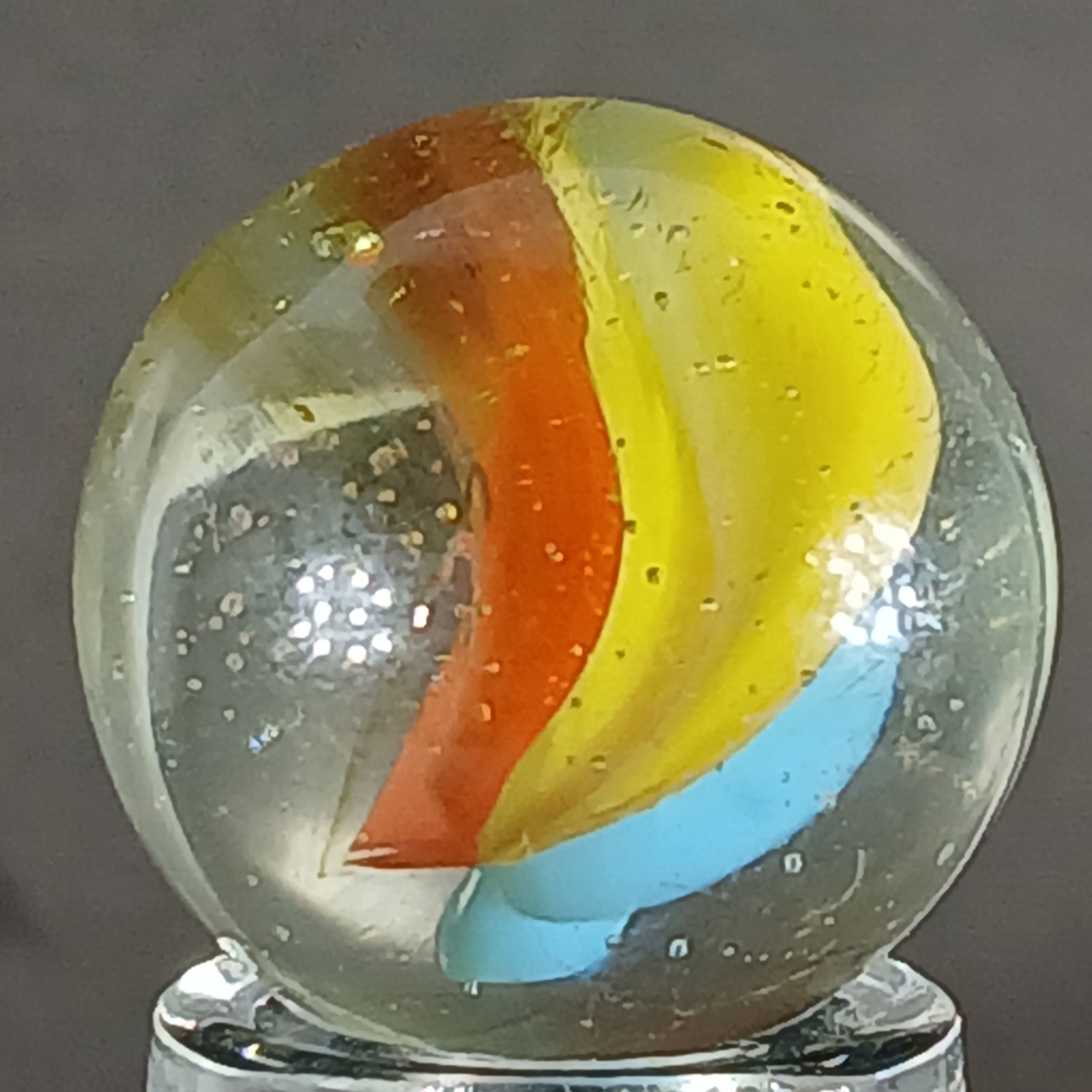 Vintage Tri-Color Hybrid Cat’s Eye Marble .59 Inches Near-Mint Condition