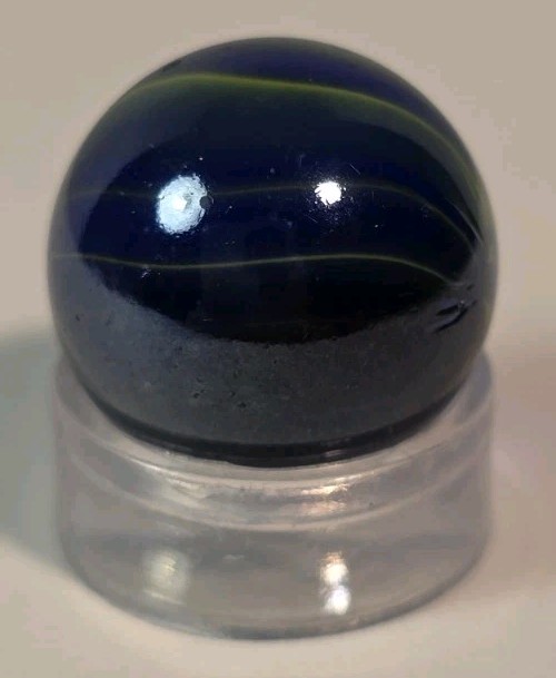 Vintage Cobalt Blue Yellow Swirl Iridescent Marble 15.9mm