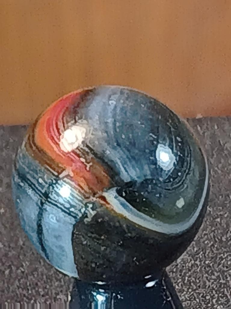 5/8″ Peltier Ferrari Red Pearl & Smokey White on Clear NM Serious Marble B257