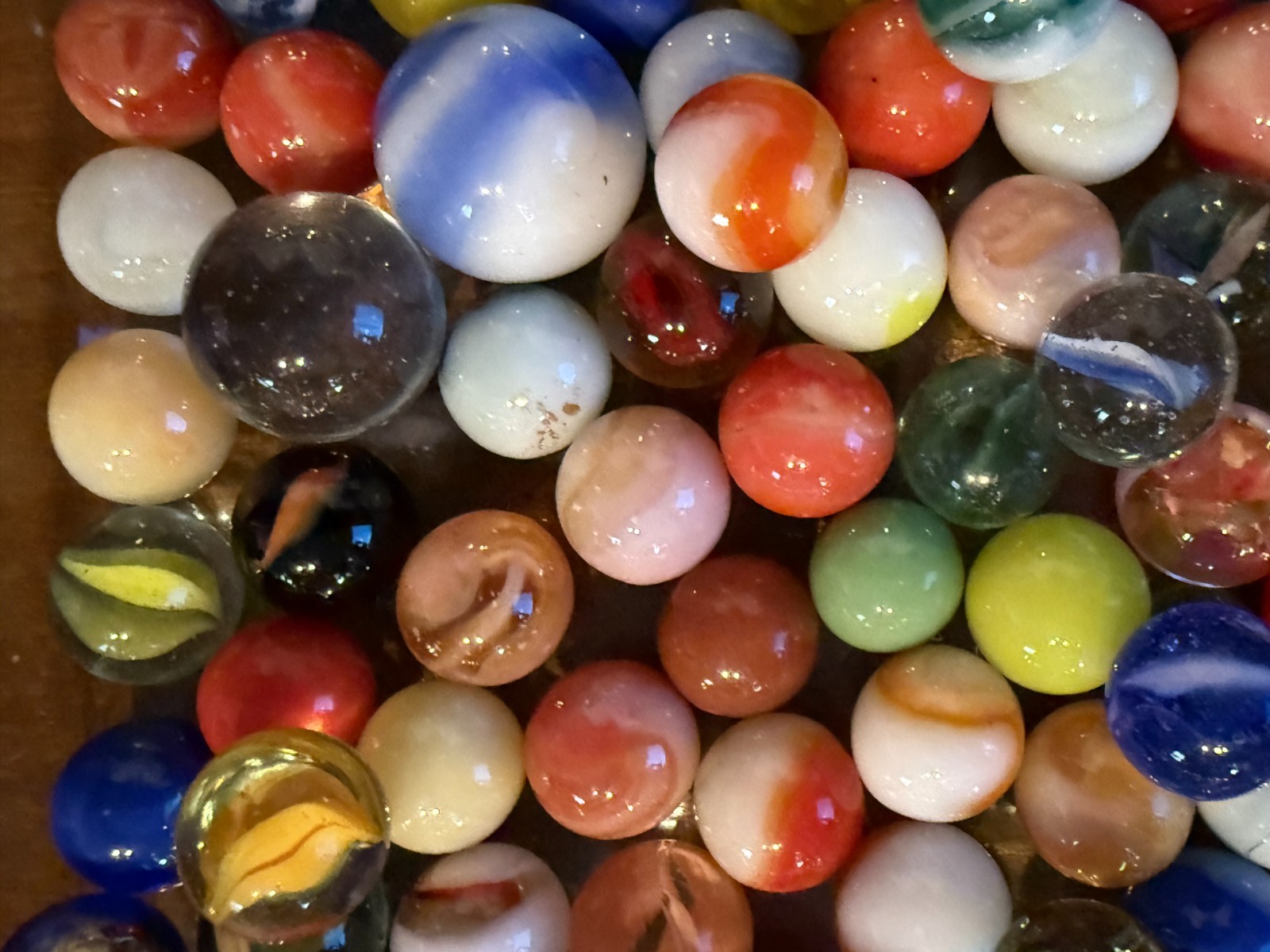 Vintage Marbles (Slags, Swirls, Cats Eyes, Bennies, Etc).Each lot varies Lot#140