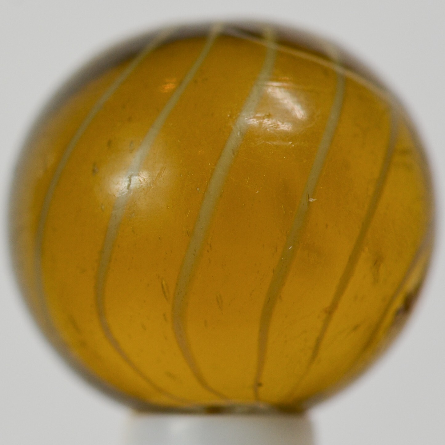Handmade Gooseberry Marble, Amber Glass, 11/16 in, Good+, Chip, Germany, S1412