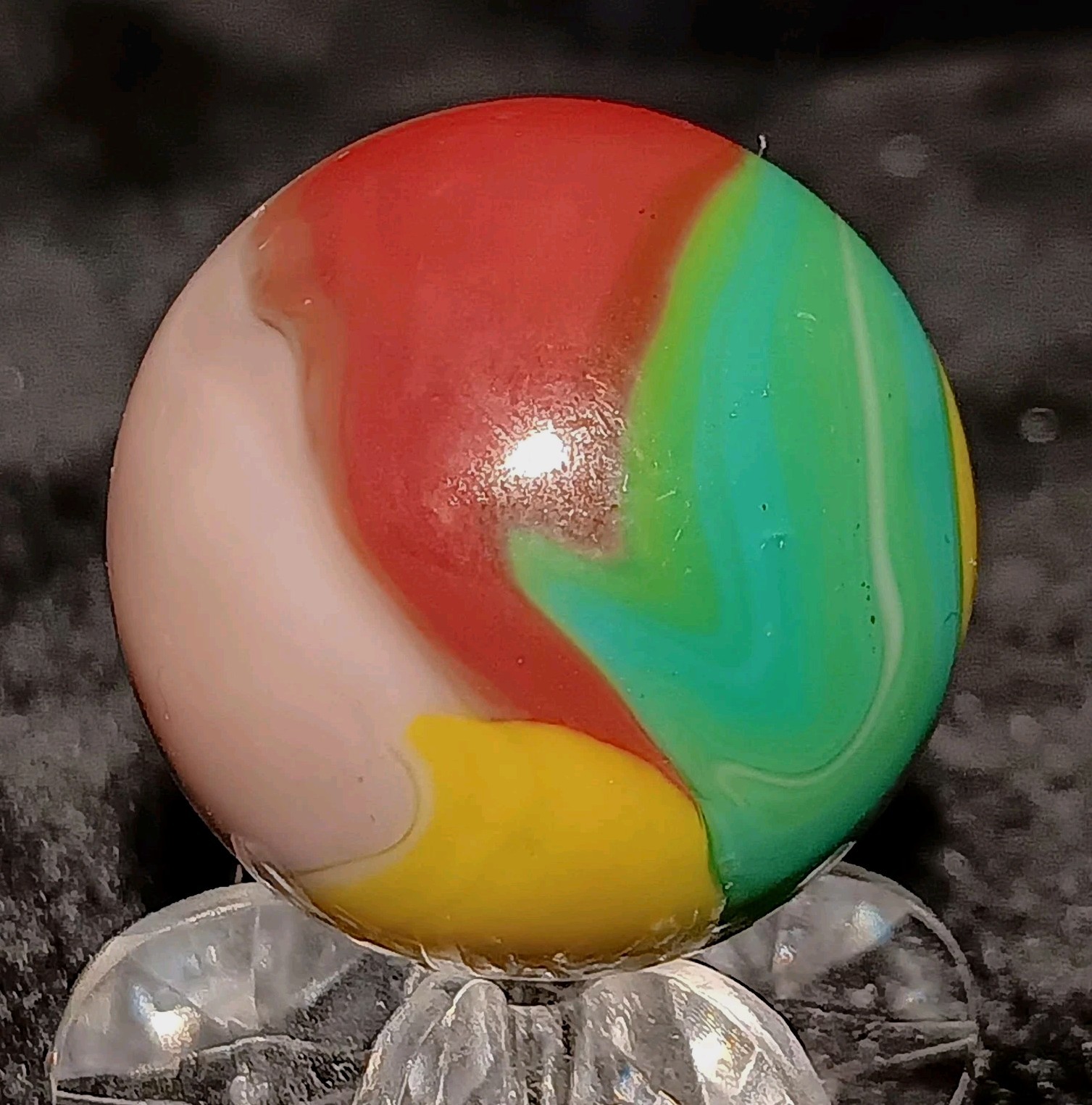 Vintage Vitro Agate Parrot Marble. .90″ Mint. 5 Colors with Aventurine. VHTF