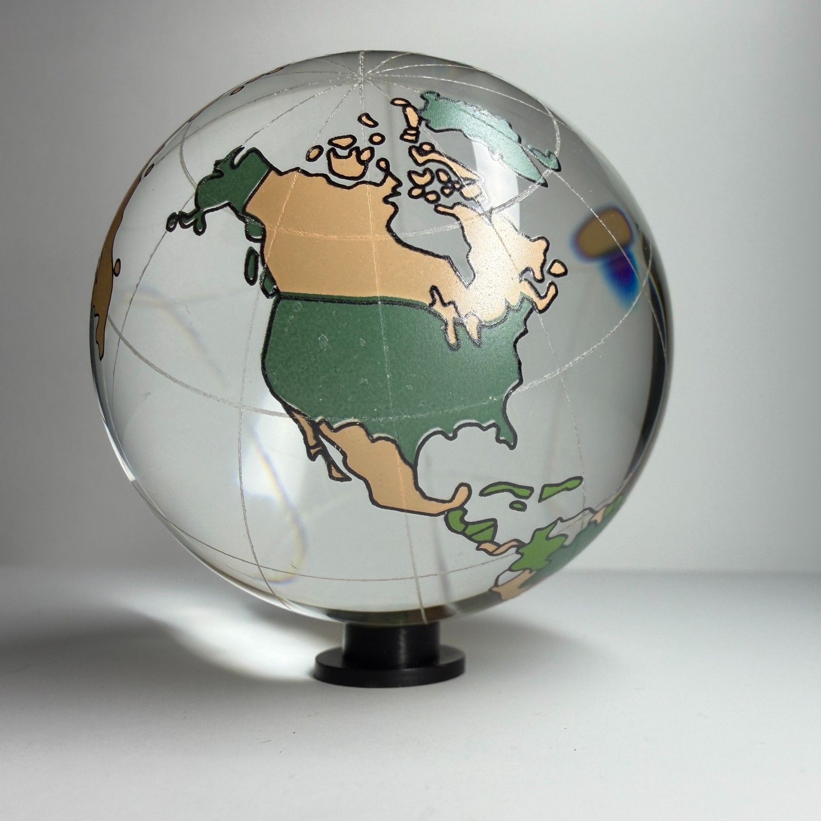 60mm Color Crystal World Map Earth Globe Marble + Stand 2.3″ Orb Sphere