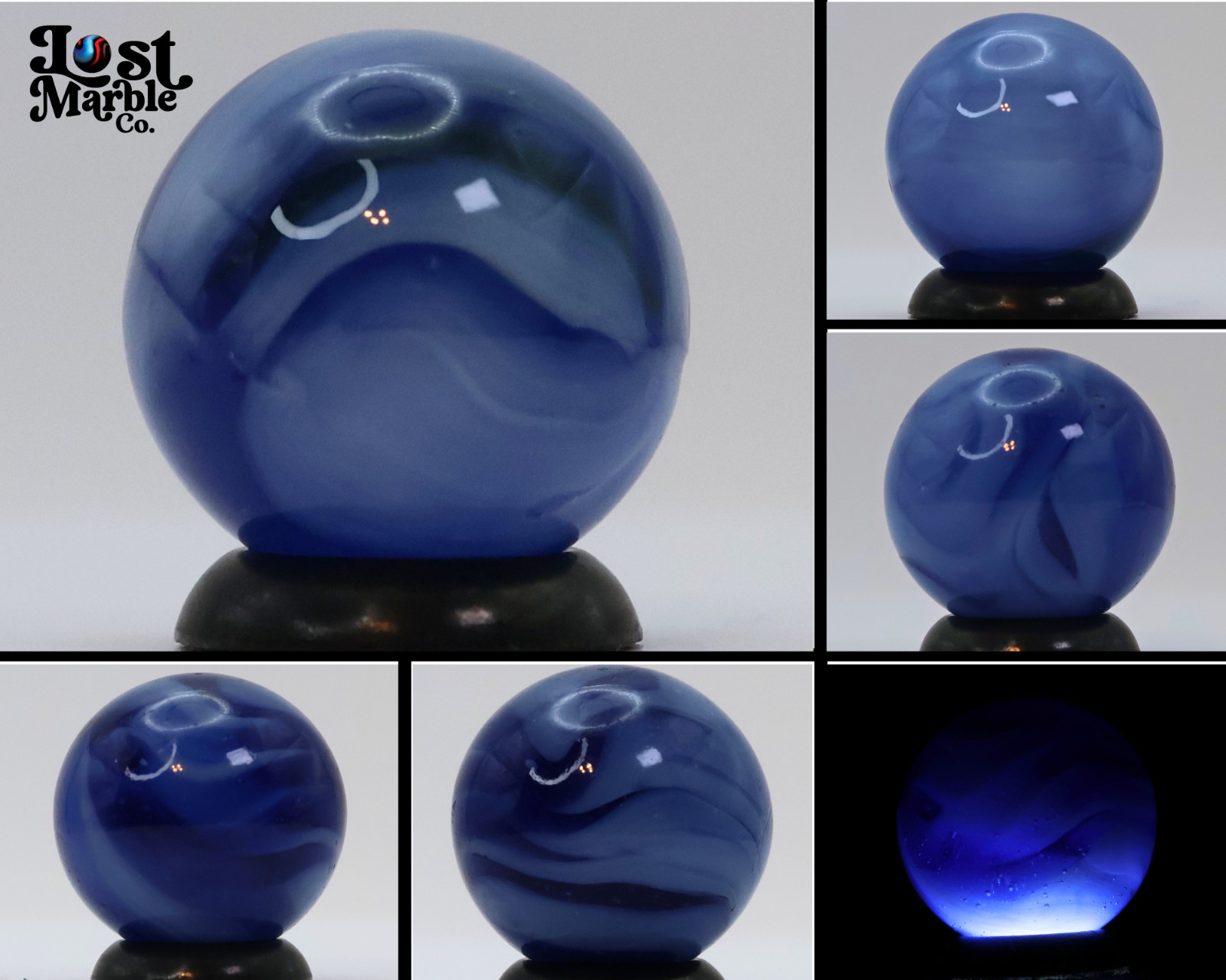 11/16″ Alley Agate? Flame Marble translucent & blue NM+
