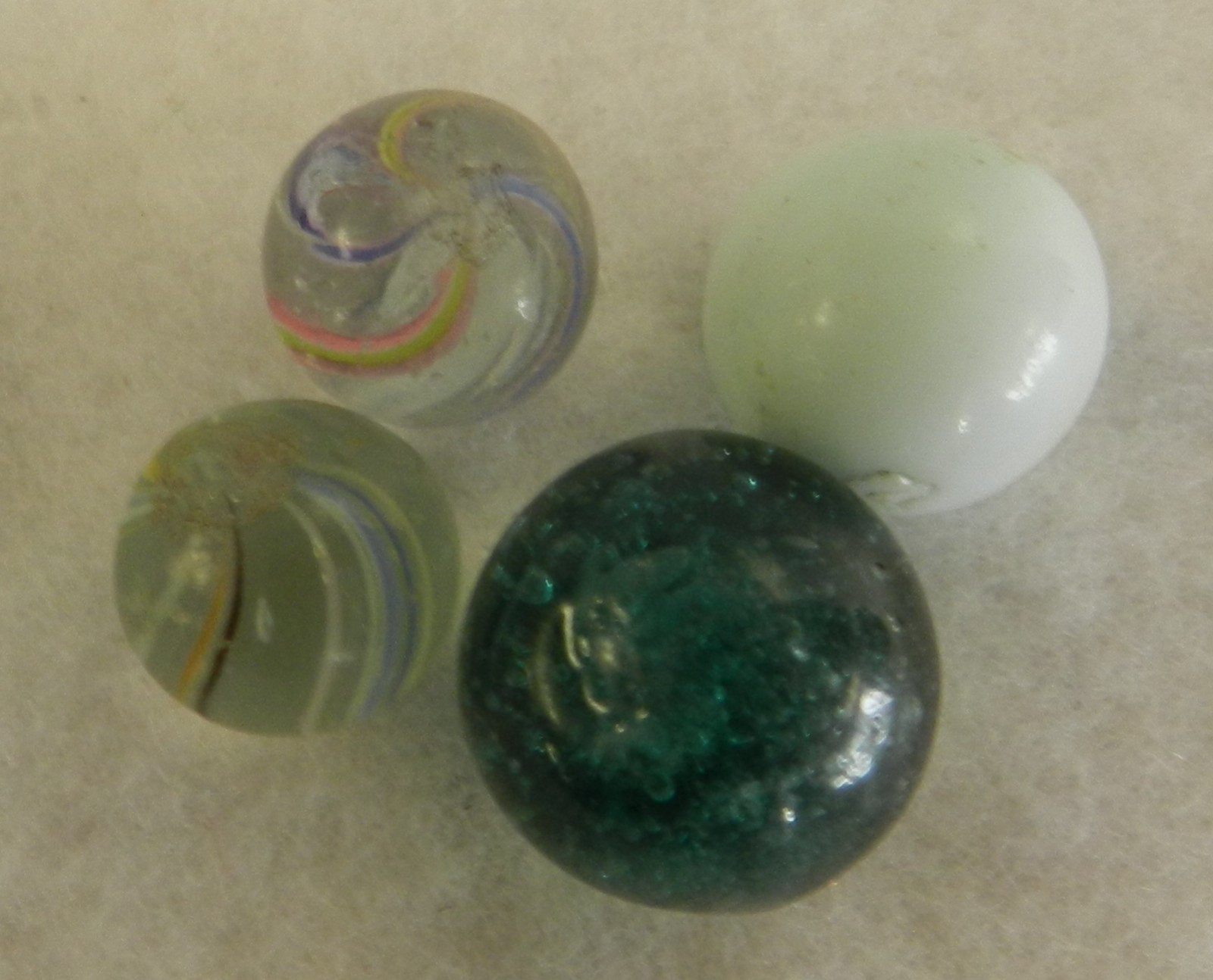 #20503m Vintage Group or Lot of 4 German Handmade Glass Marbles .50 to .66 In