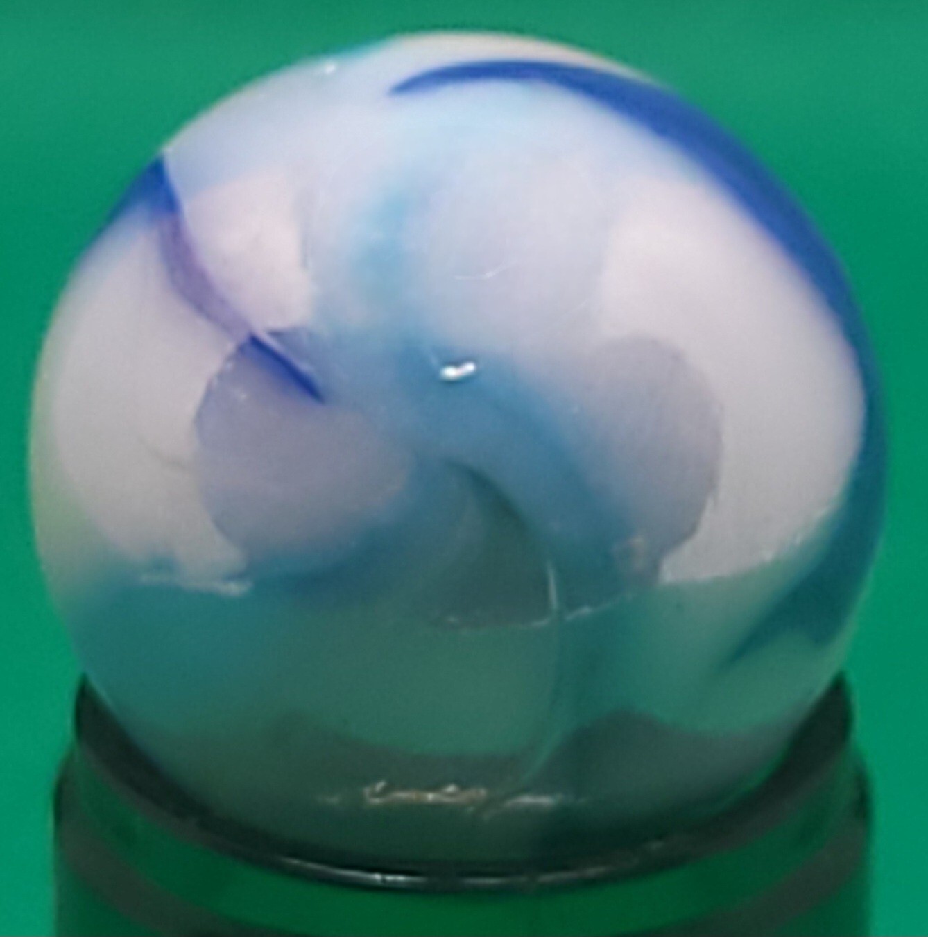 Vintage Peltier Rainbo Blue Zebra Swirl Marble Shooter 26mm