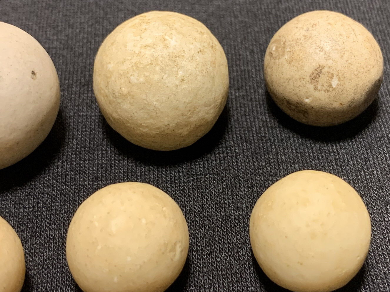 Vtg Antique Handmade Earthen Clay Stone Assorted Tan Light Brown 12pc Marble Lot
