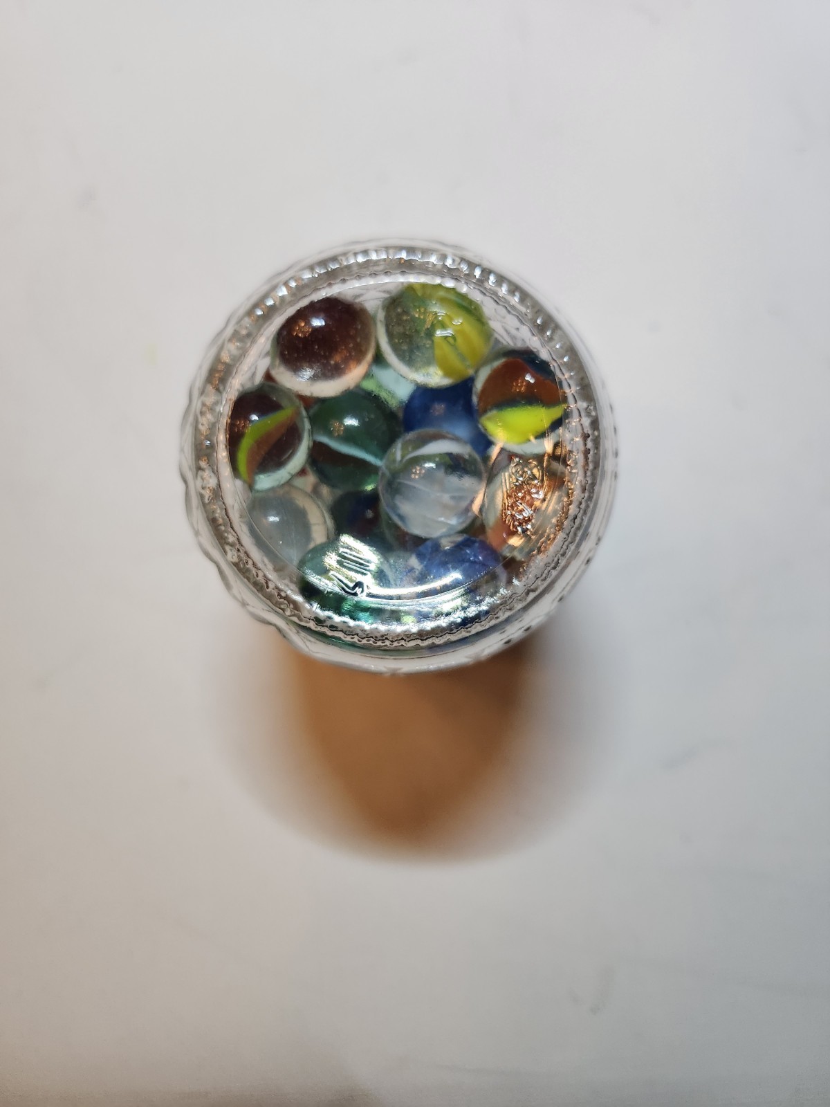 Jar of 55 Vintage Marbles Glass Colorful Clear Assorted