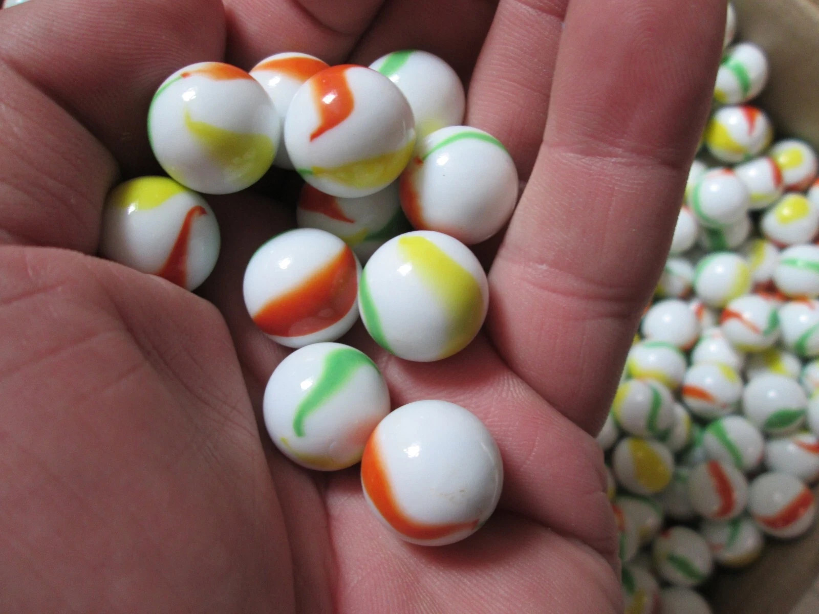 2 Pounds Of A Nice Mix Of Candy Striped Glass Marbles 5/8 inch Size