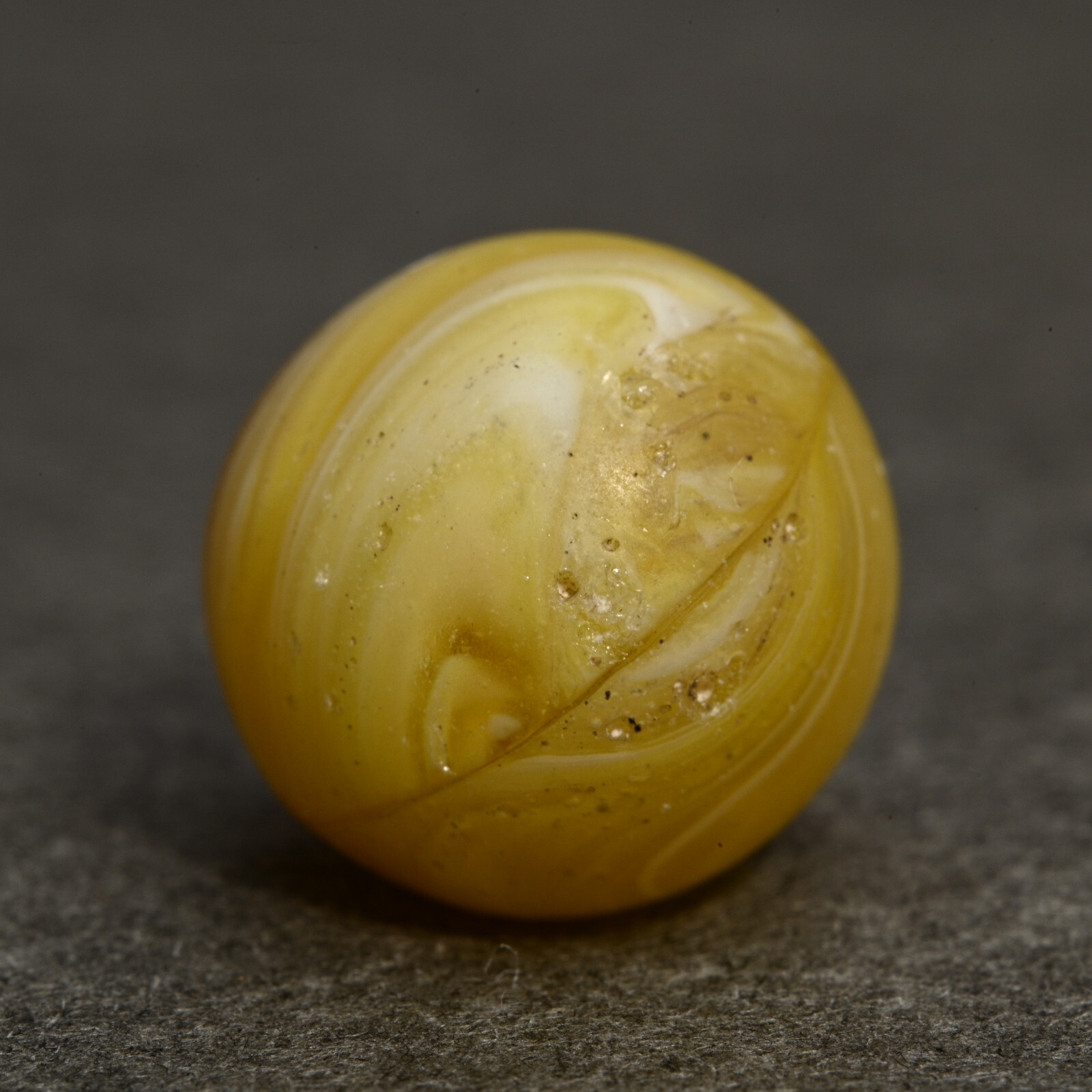 Older Vintage European Czech Bullet Mold Marble Tactile Lemon 13.9mm 17/32”