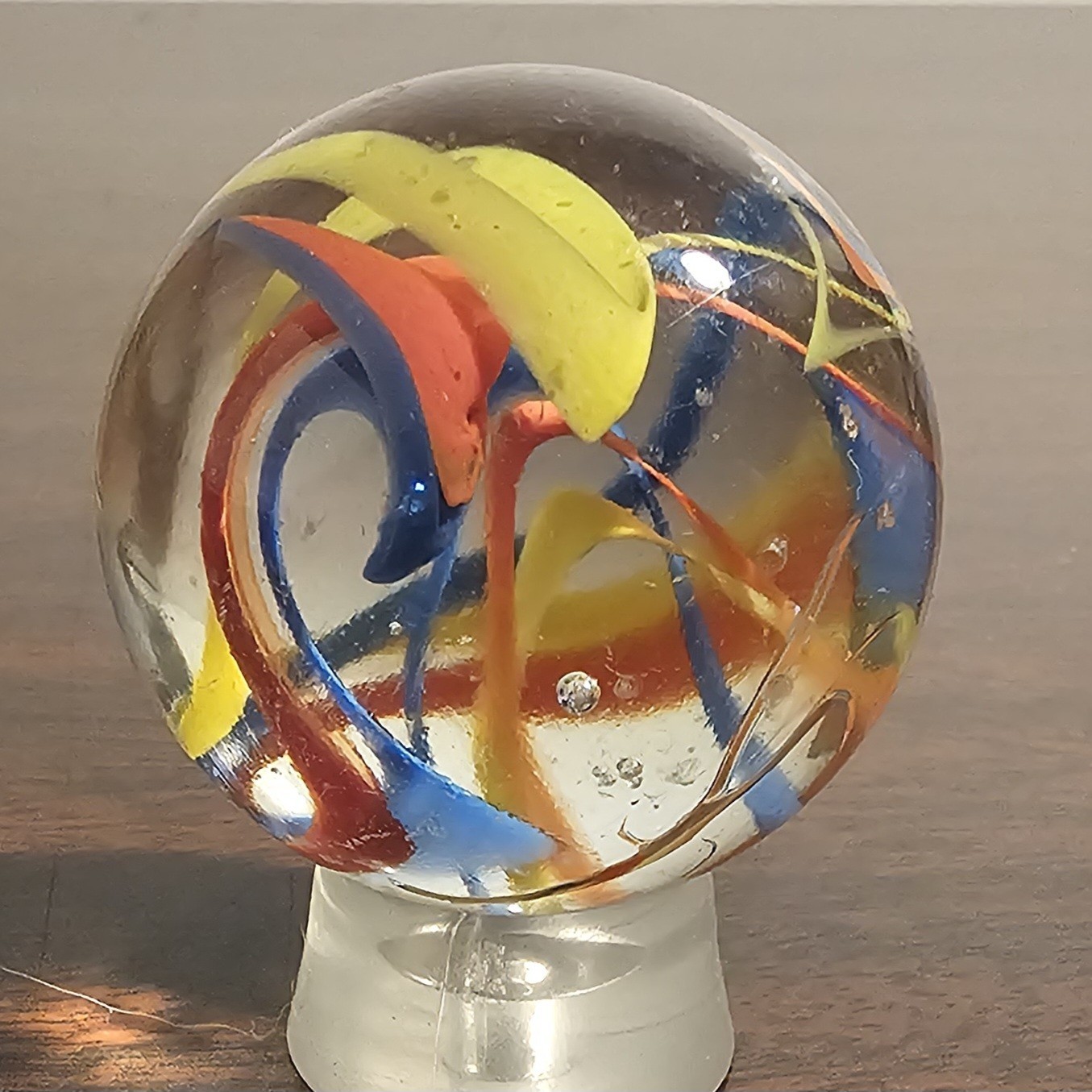 Vacor Fiesta de Mexico Glass 1.59″ Divided Ribbon Small Bubbles Shooter Marble