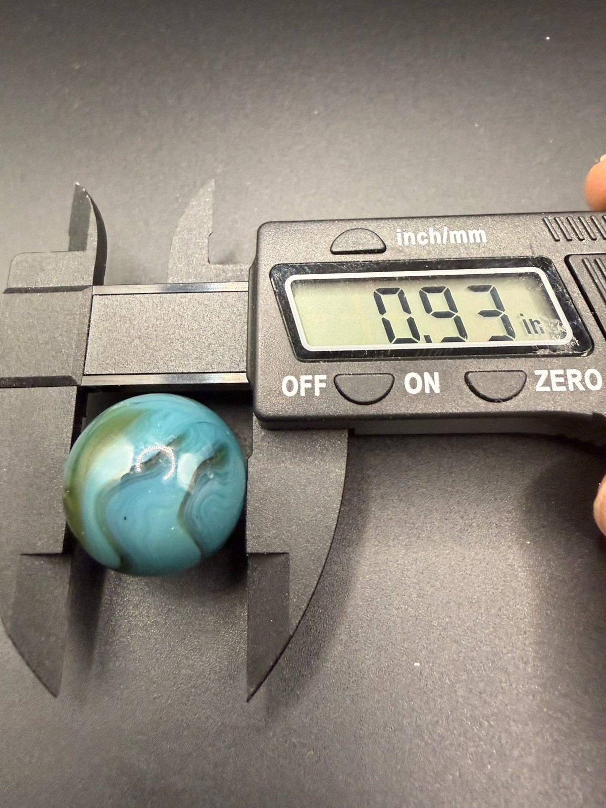 Blue Green White Swirl Glass Machine Made Toy Marble Approx. 0.93 in Diameter