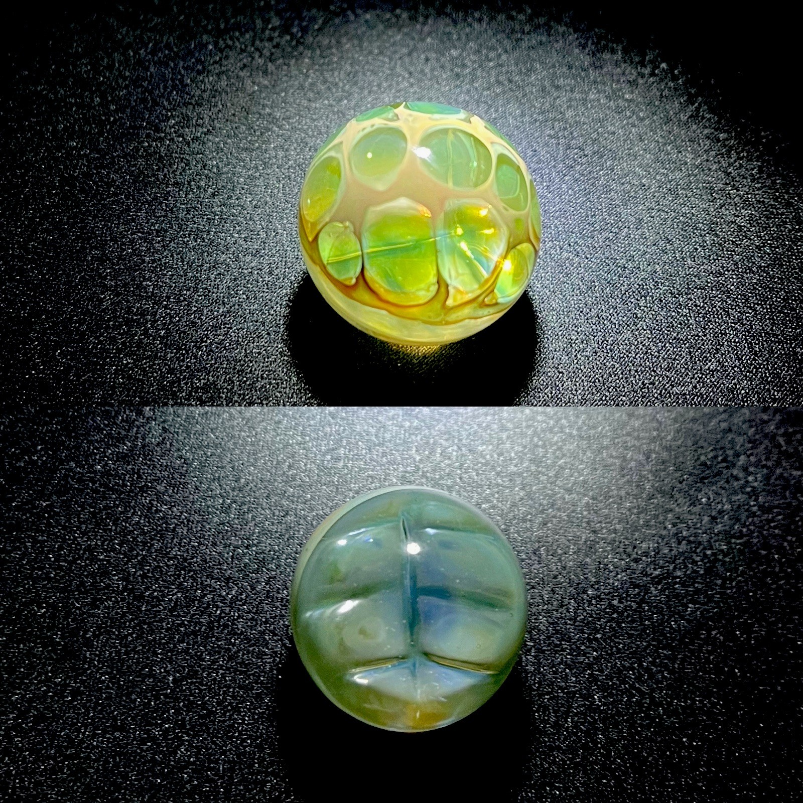 1.0” “Sea Turtle” Bright Green Tortoise Shell Layered Design Glass Art Marble