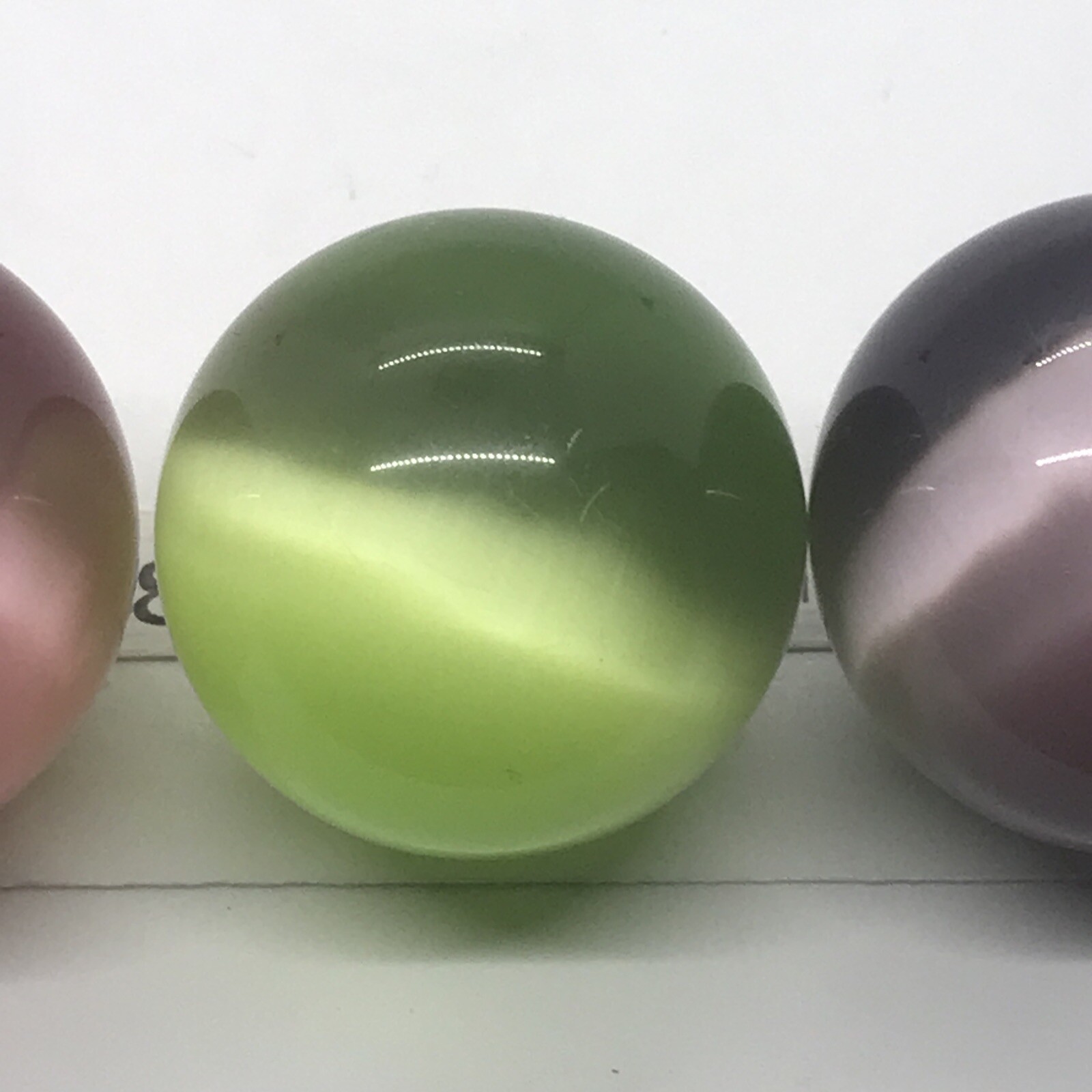 40mm Green Purple Blue Pink Nimbus Cat’s Eye Orb Fiber Optic Marble Lot Of 4