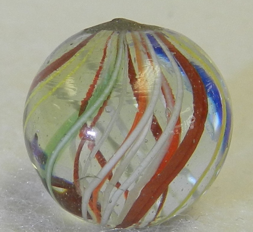 #20662m Nice 2 Color German Handmade Latticino Swirl Marble .67 Inches *Mint*