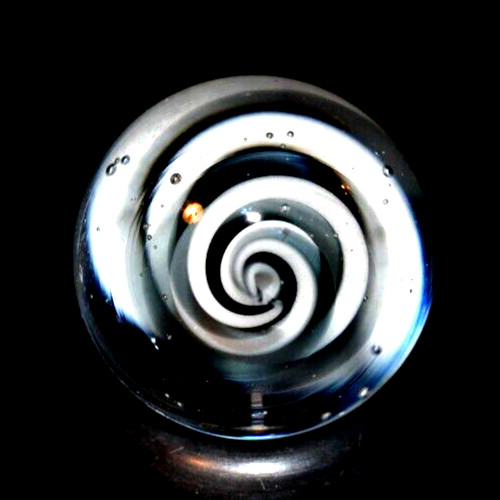 BRYAN TRILLAS GLASS MARBLE/.756″-BLUE BLACKLIGHT ZEBRA-BLUE UNDER BLACKLIGHT
