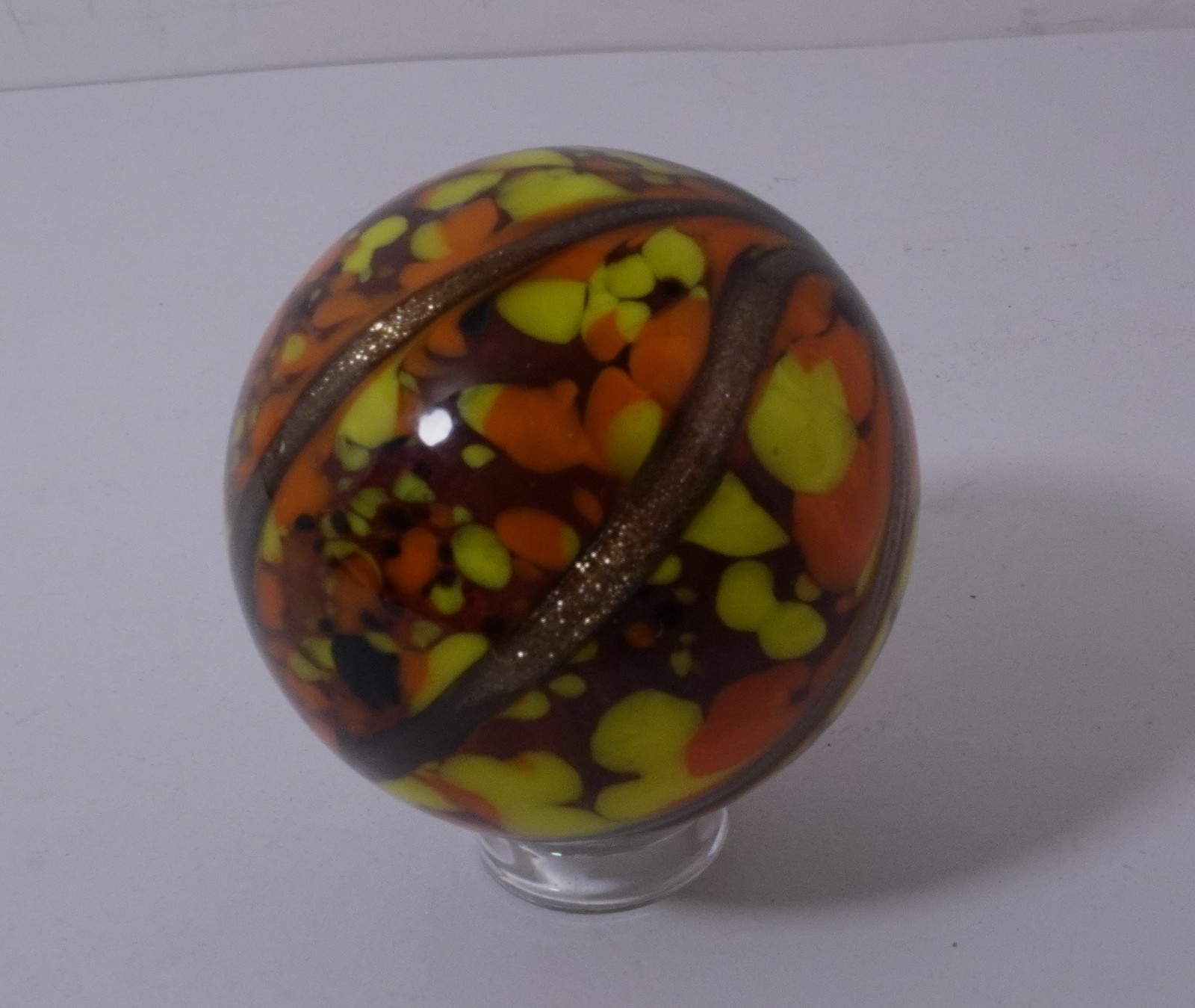 A Lovely New Rainbow Colored Handmade Guinea Glass Marble 40 MM = 1-5/8″ Dia.